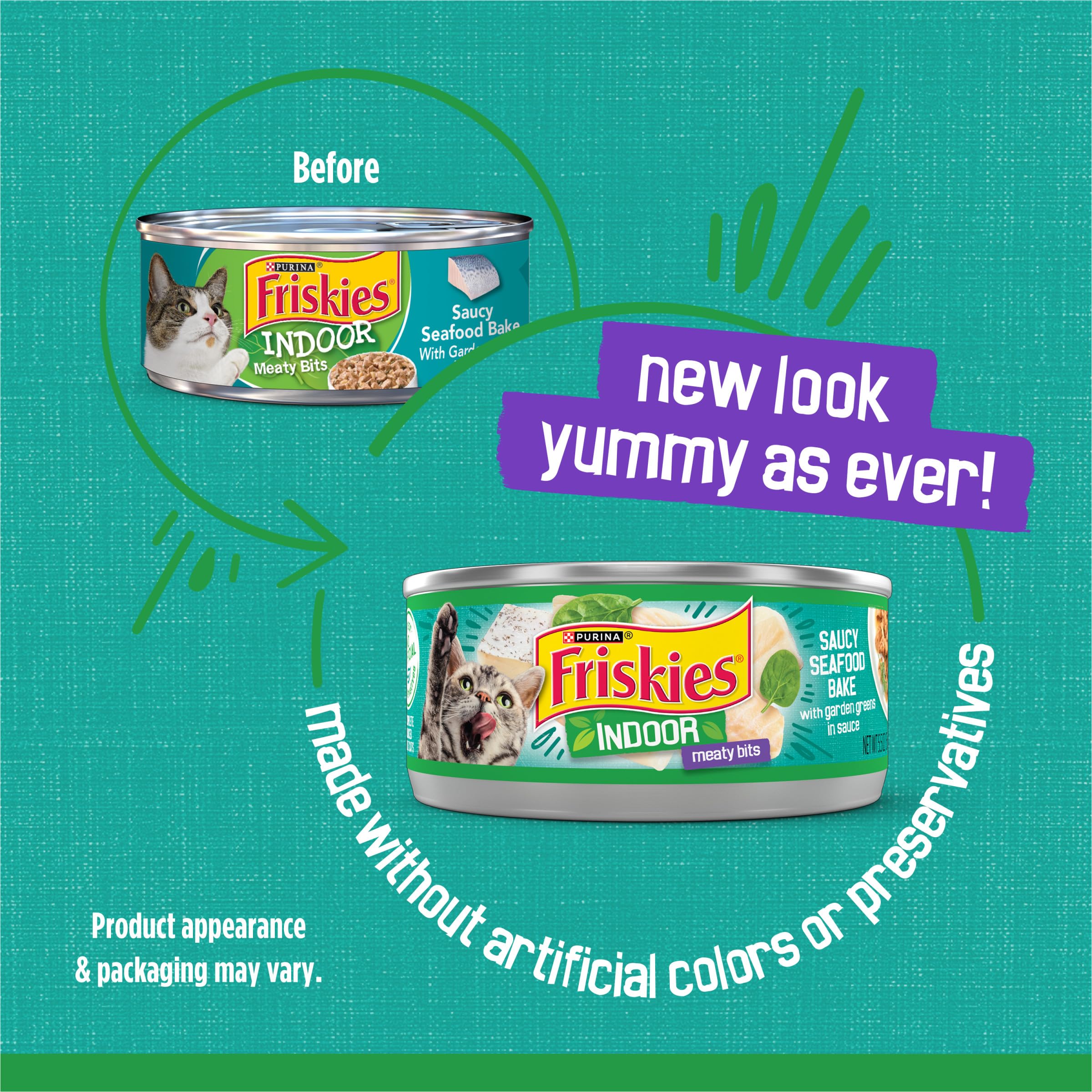 Friskies Meaty Bits moist chunks provide a satisfying texture at feeding time.