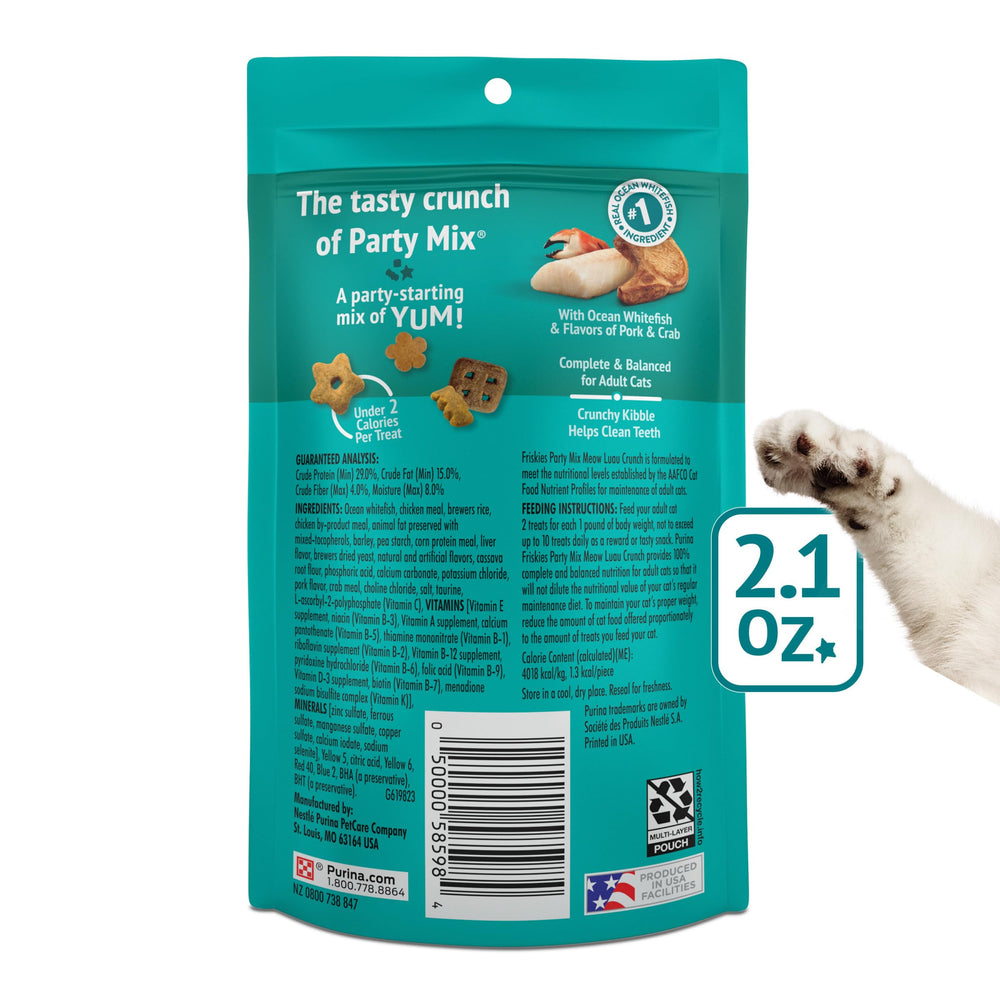 Friskies Party Mix Meow Luau Crunch aids quick rewards during training sessions.