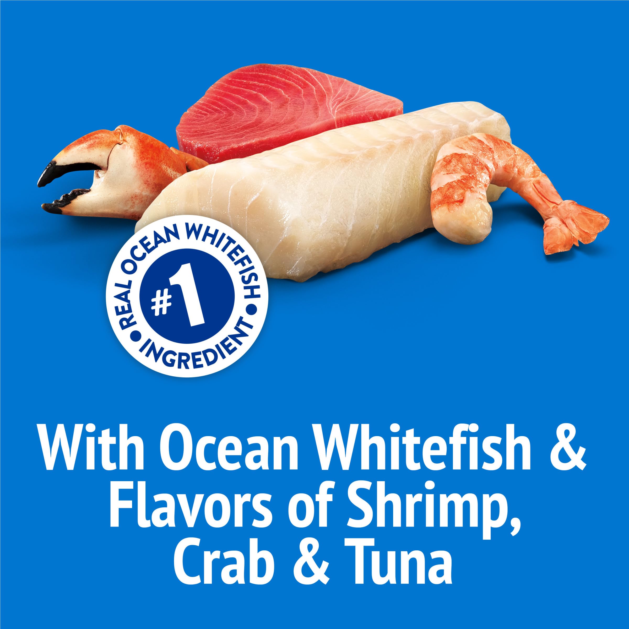 Beachside Crunch flavors show shrimp, crab, and tuna for seafood appeal.