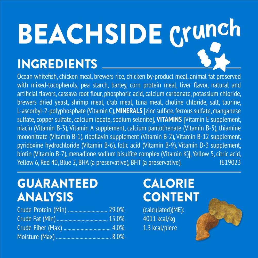 Cat paws reaching for Beachside Crunch treats during a quick snack break.