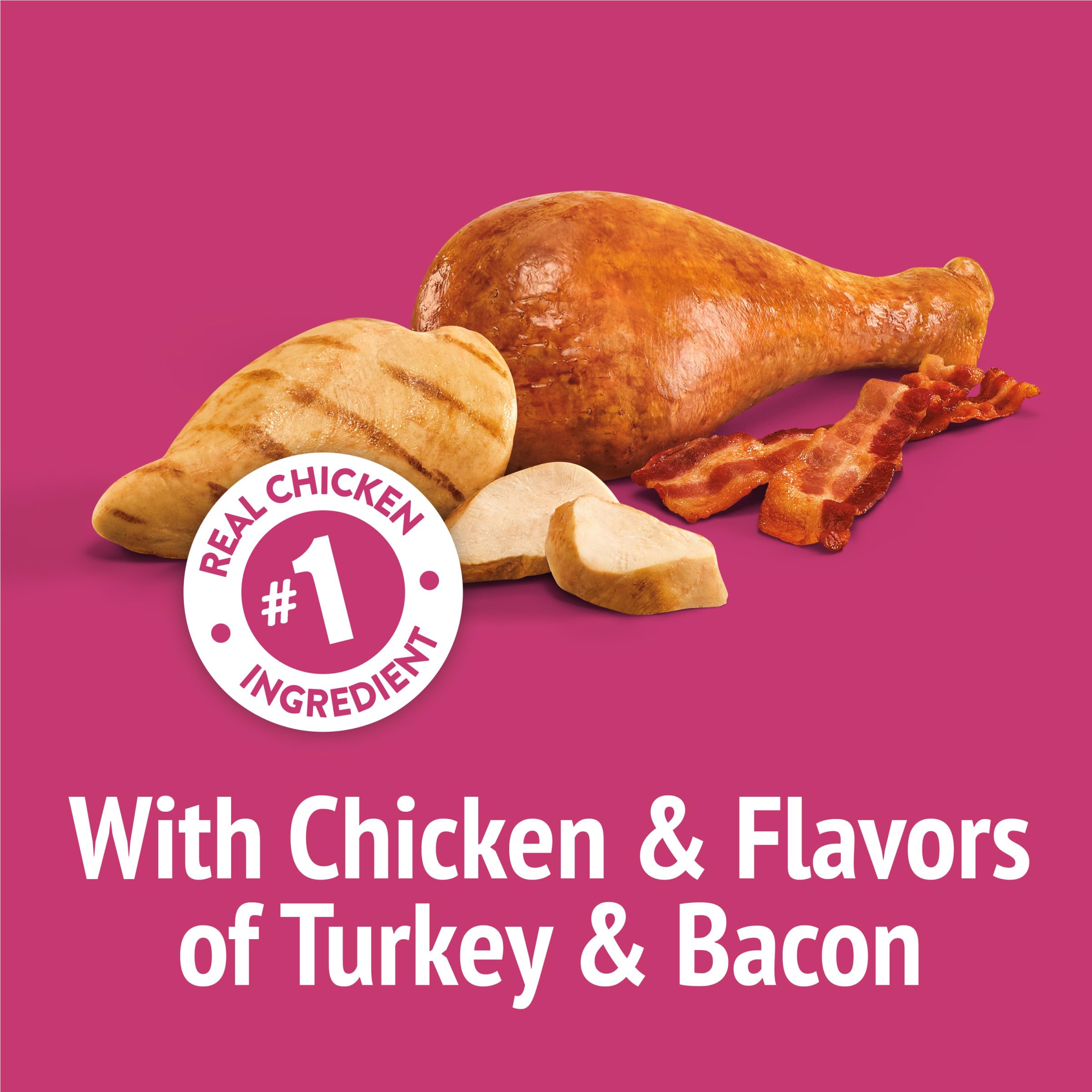 Friskies Party Mix California Crunch chicken treats in hand for easy rewards
