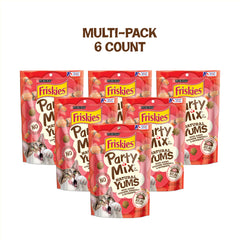 Friskies Party Mix cat treats with crunchy shapes for engaging snacking
