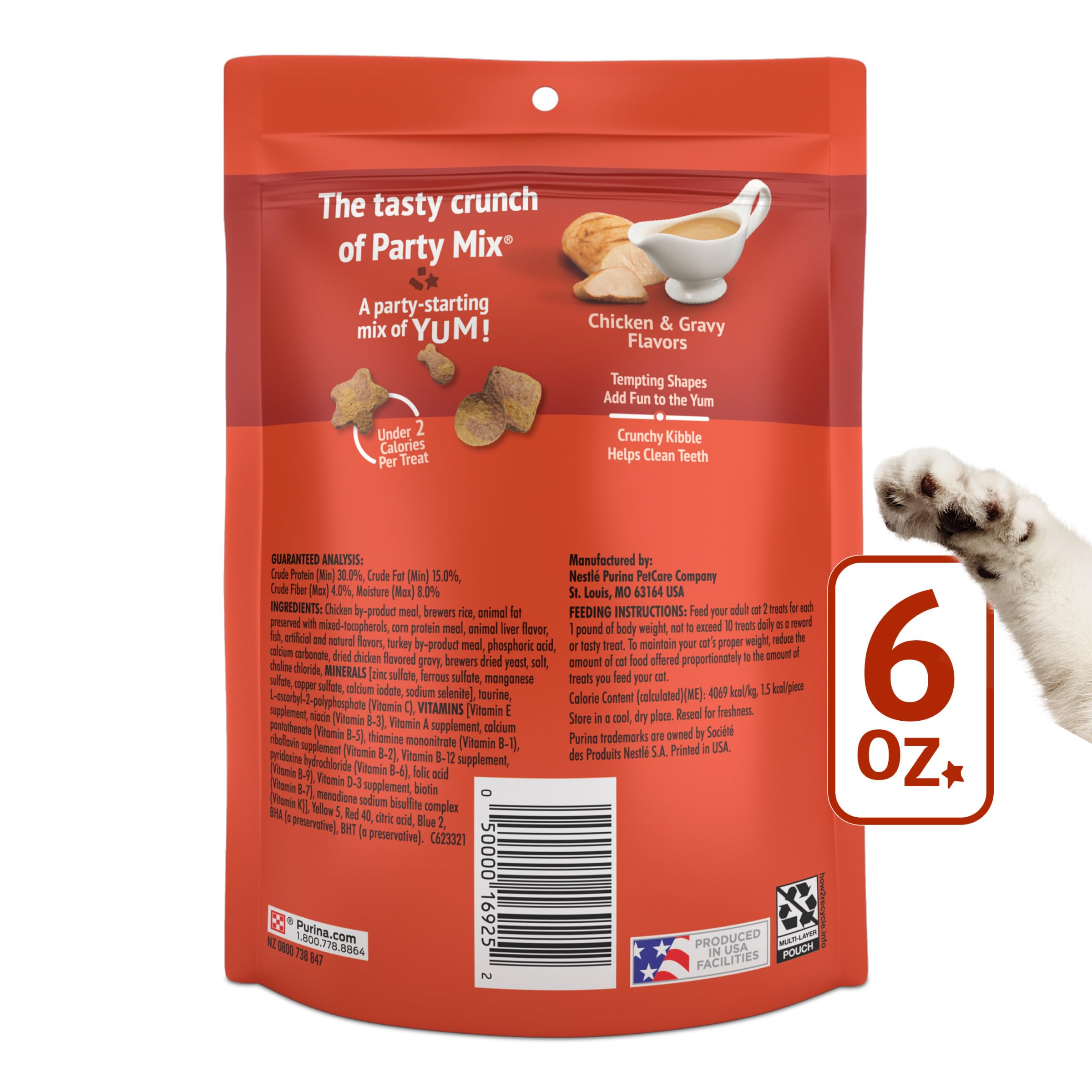 Friskies Party Mix Gravy-licious portion pack supports easy serving.