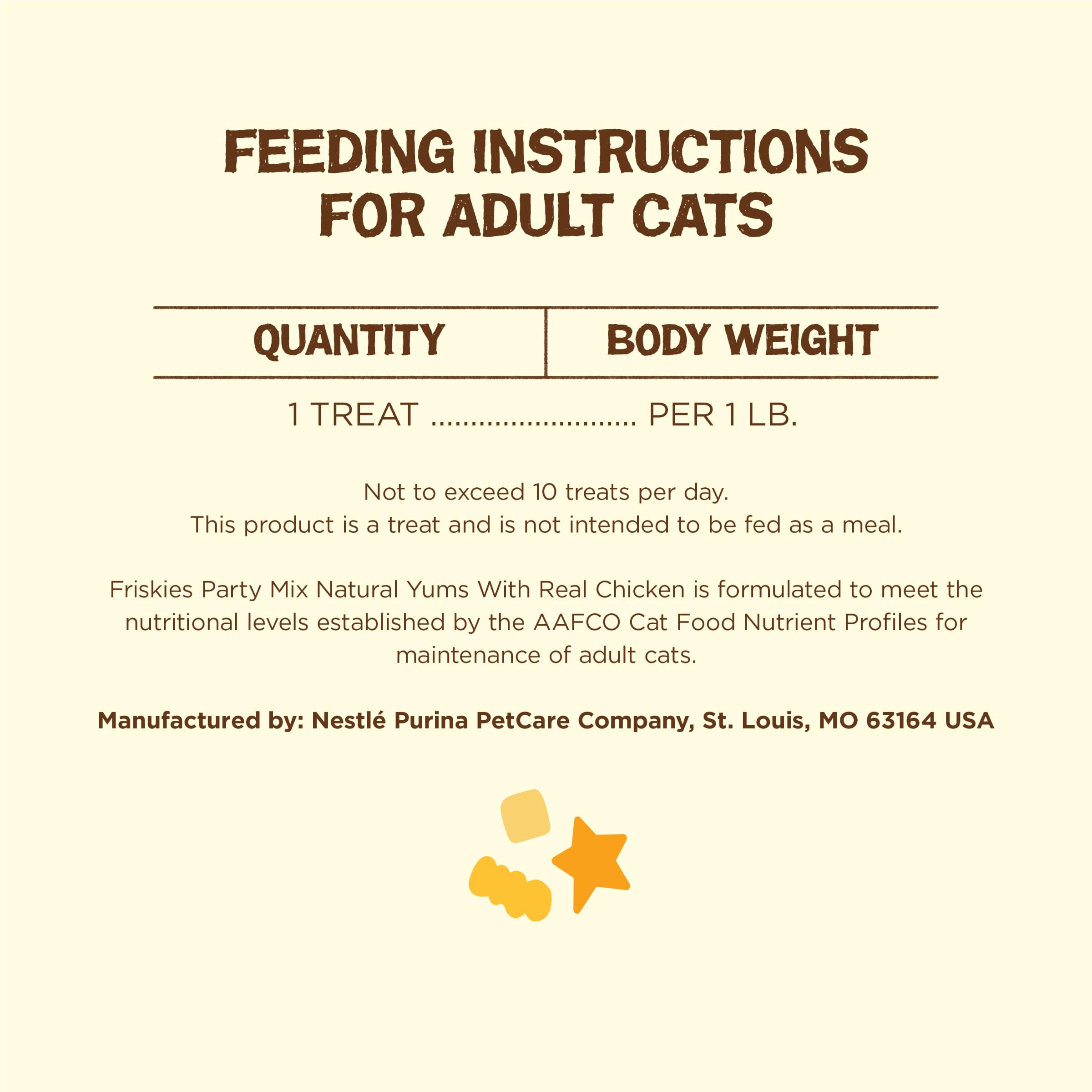 Friskies Party Mix Natural Yums come in a pack of six 6oz pouches.