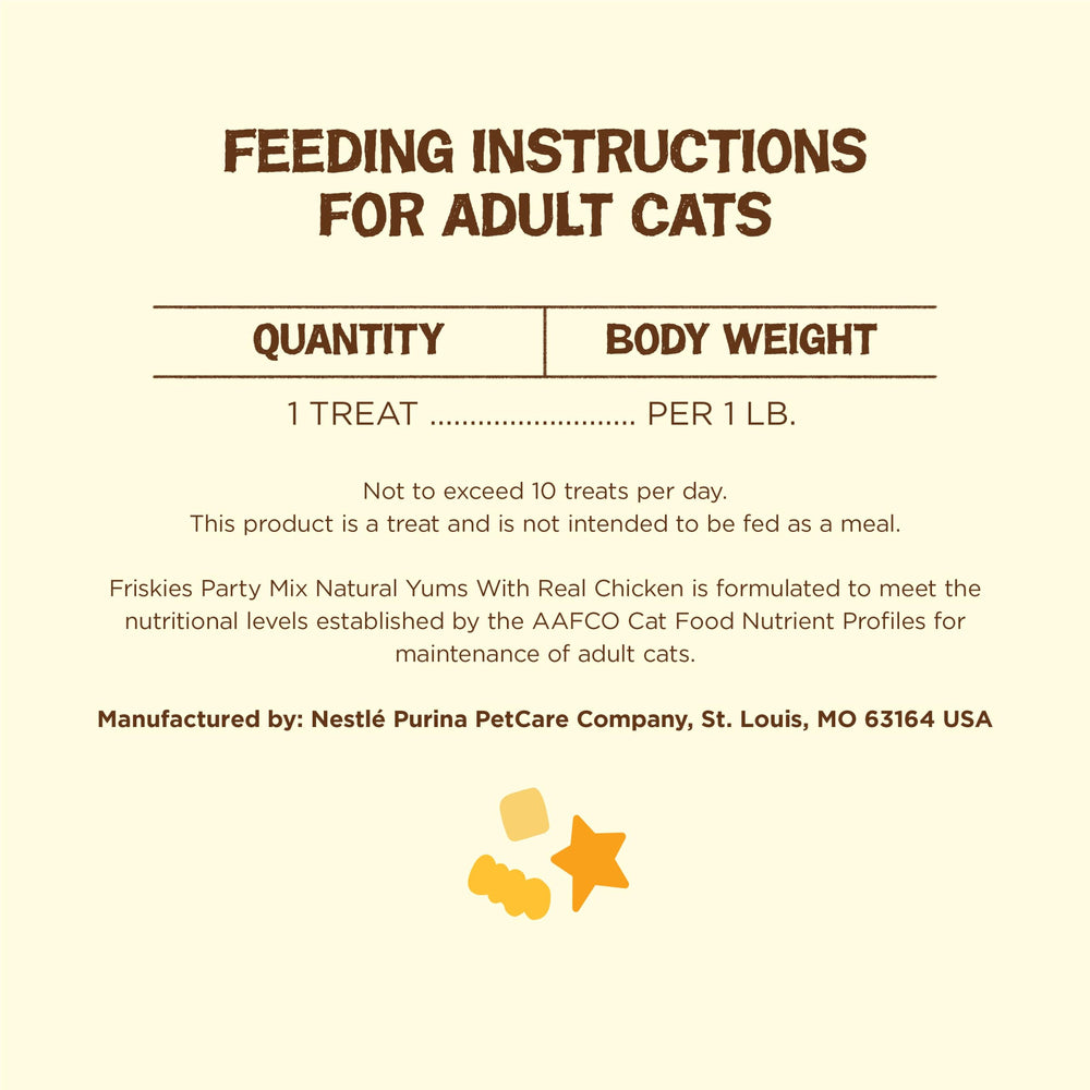 Friskies Party Mix Natural Yums come in a pack of six 6oz pouches.