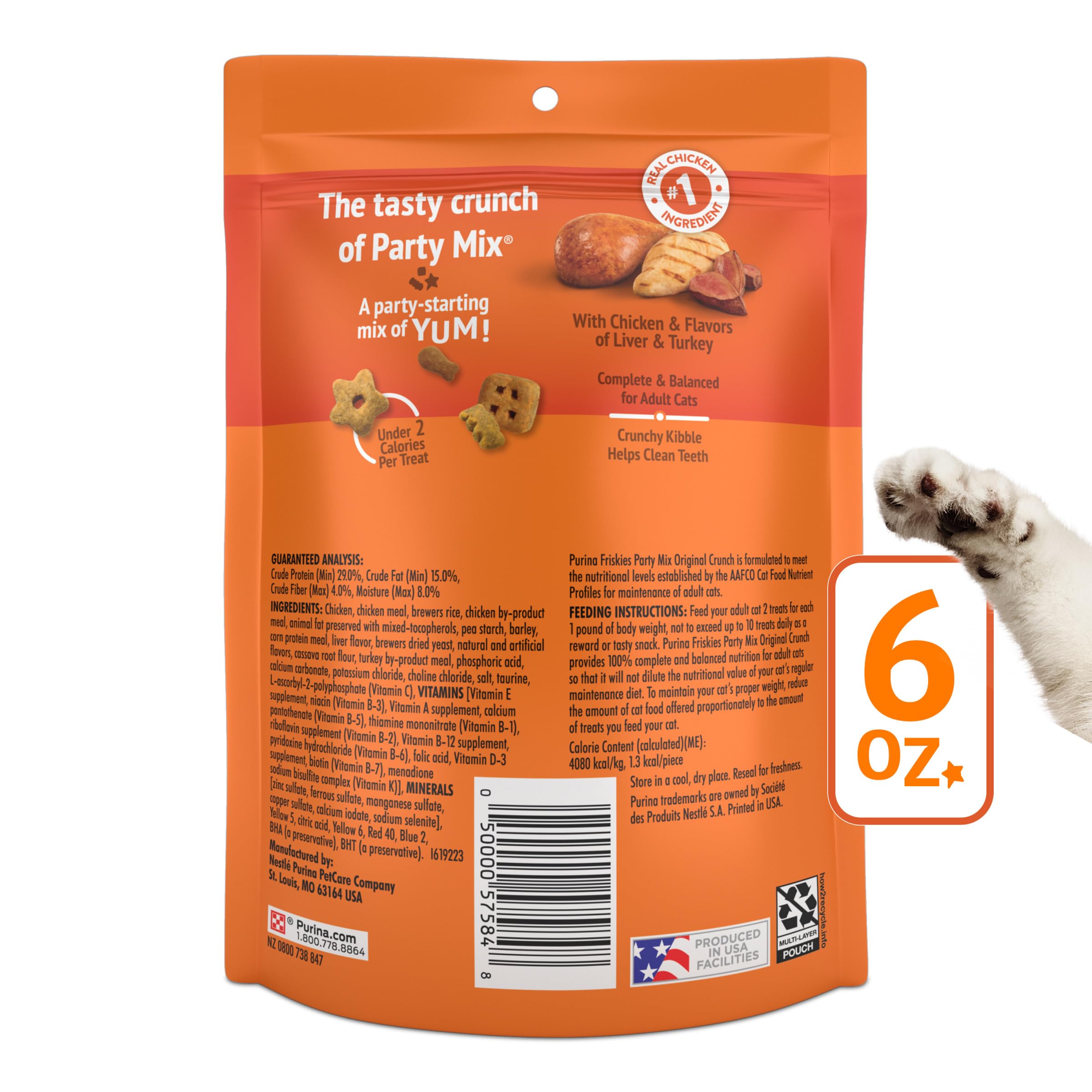 Friskies Party Mix Original Crunch serving dish ready for between-meal treats