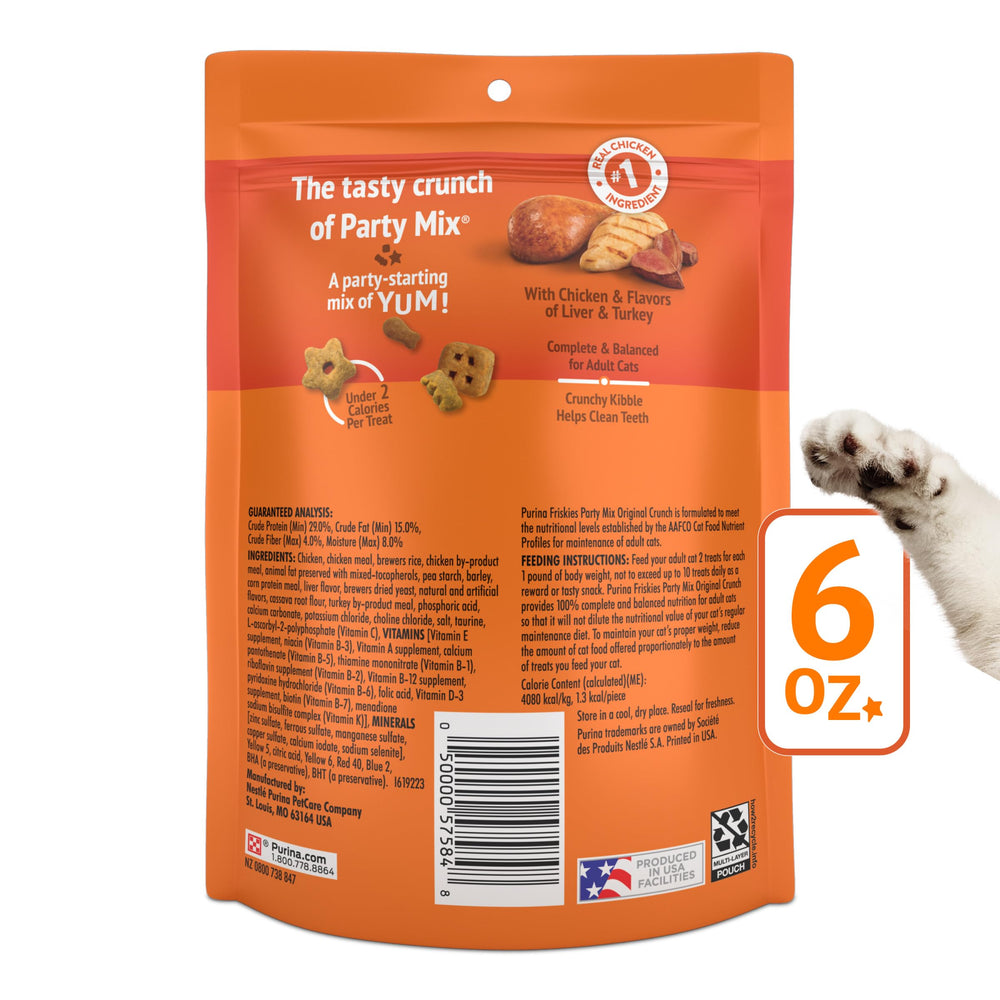 Friskies Party Mix Original Crunch serving dish ready for between-meal treats