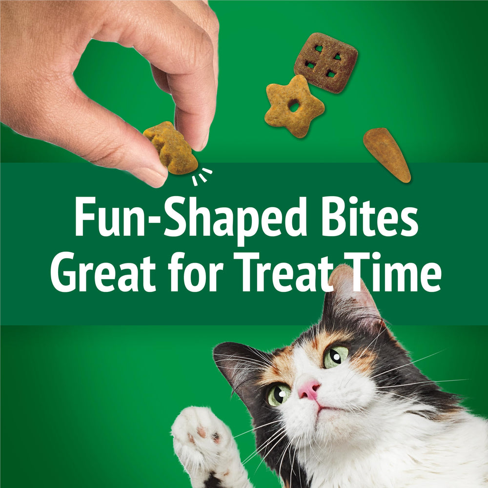 Snack-time moment with Friskies Party Mix Picnic Crunch in a resealable pouch