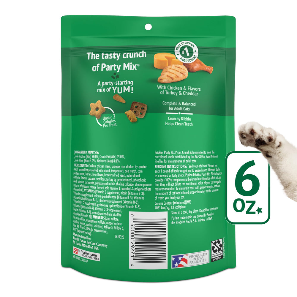 Crunchy texture of Friskies Picnic Crunch snacks helps keep cats engaged