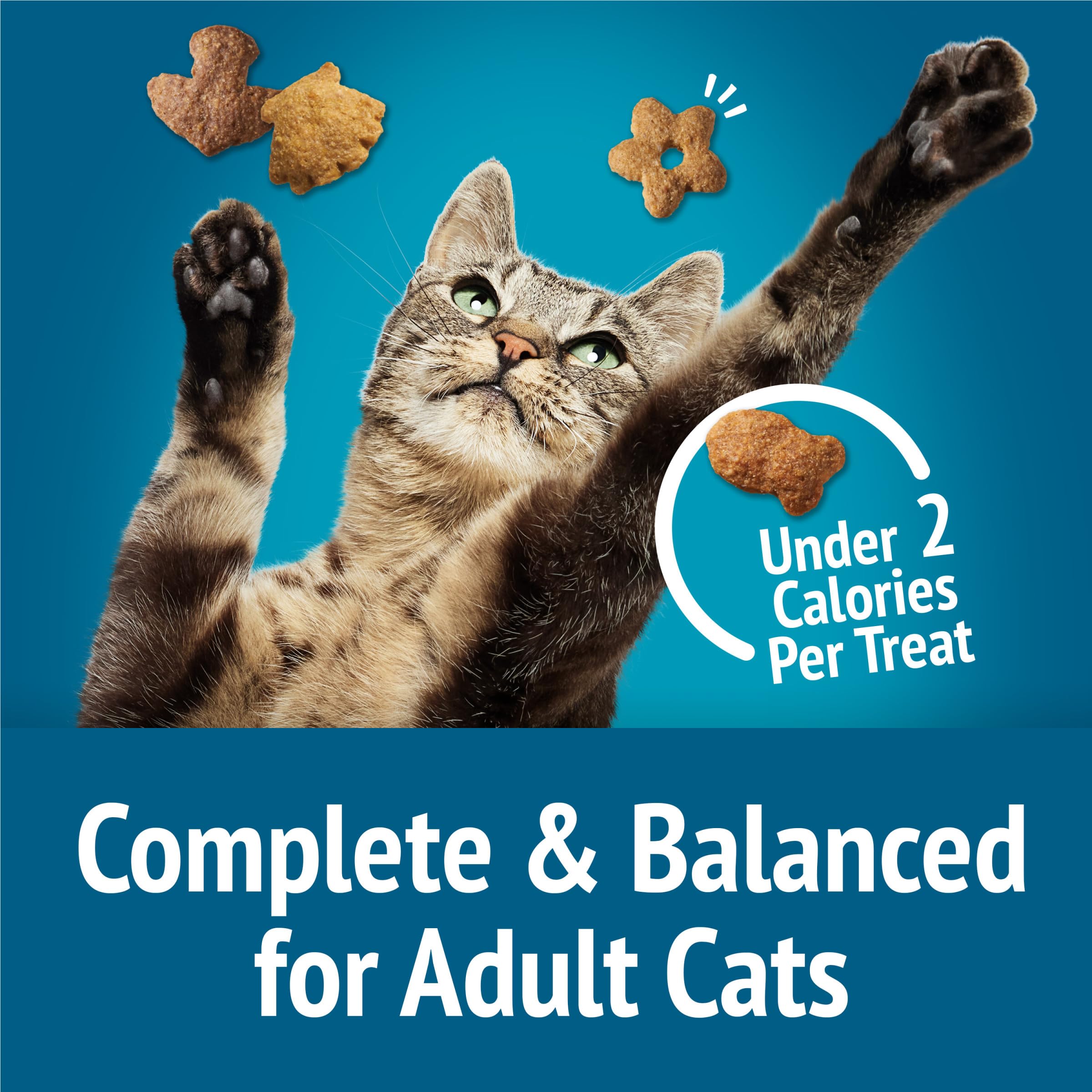 Friskies Party Mix packaging shown on shelf with nutrition focus