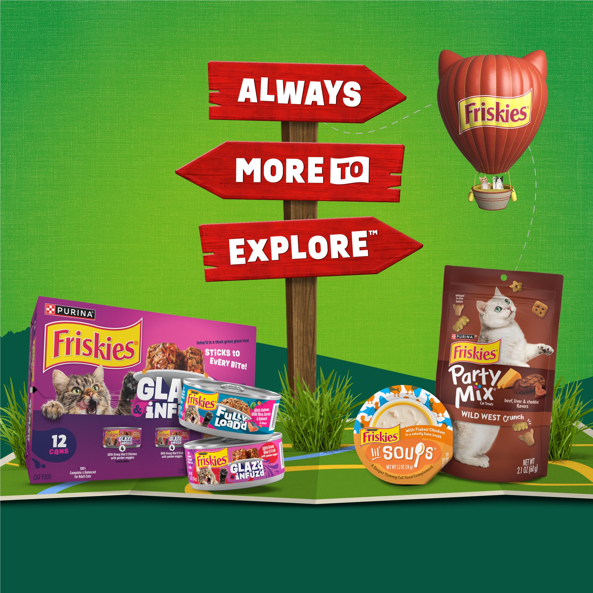 Friskies Party Pack’d complete adult cat food for everyday meals.