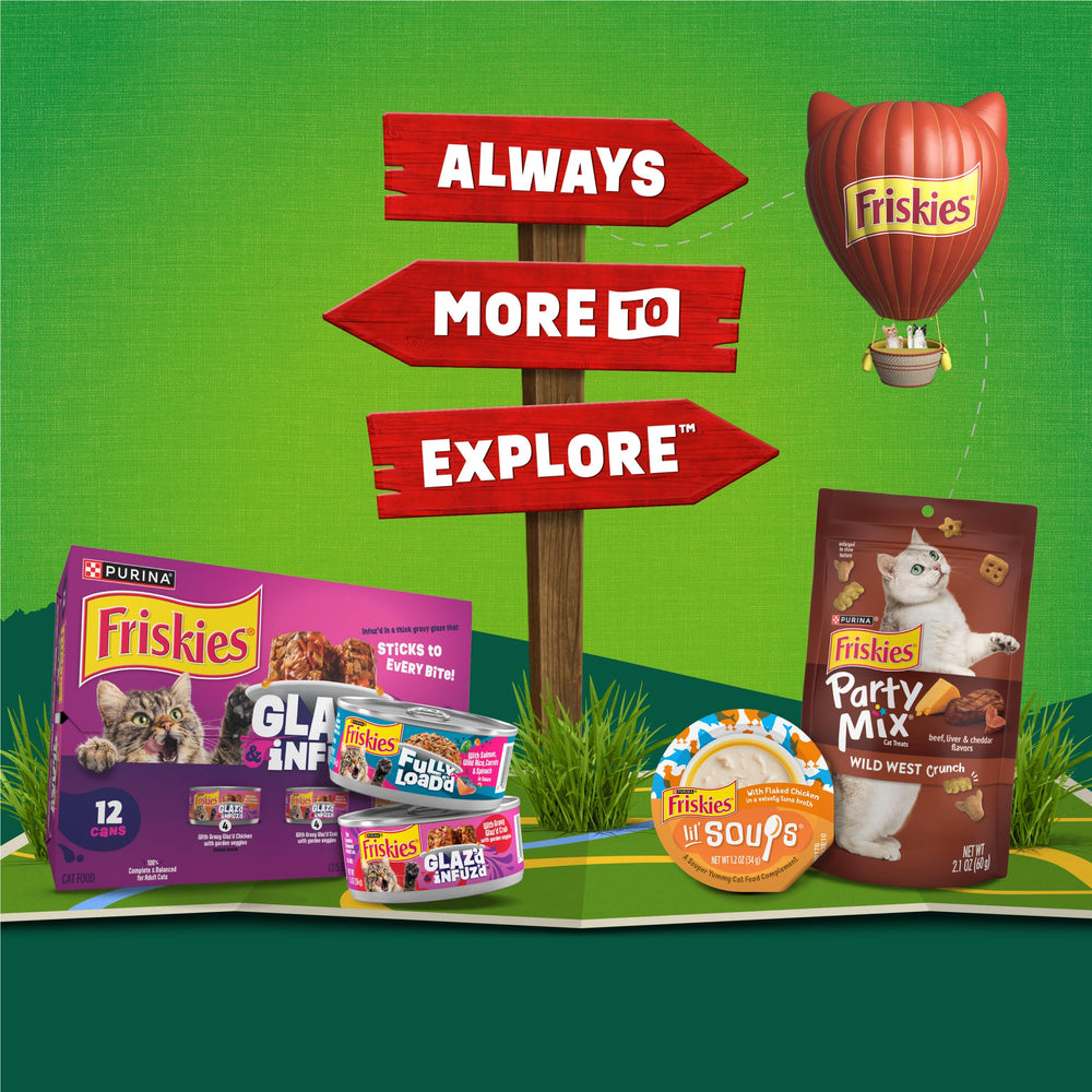 Friskies Party Pack’d complete adult cat food for everyday meals.