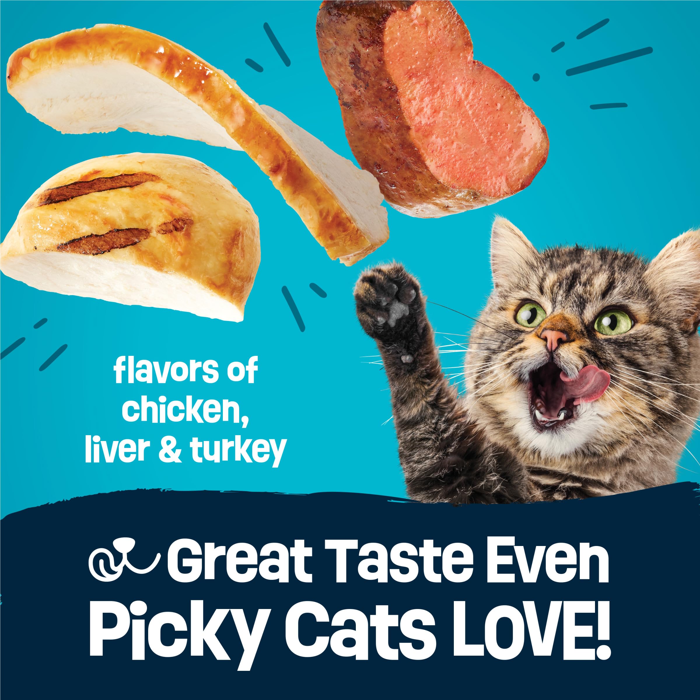 Friskies Party Pack’d kibble appeals to picky cats with tasty flavors.