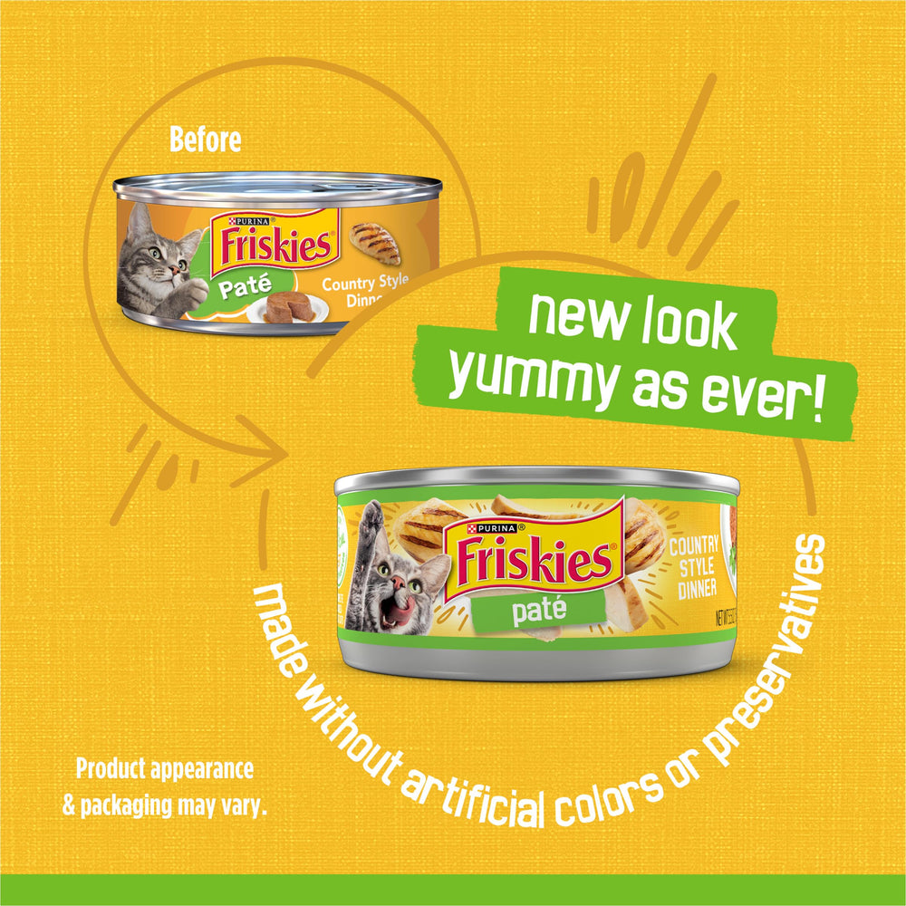 Friskies pate cat food offers smooth texture and inviting aroma for mealtime.
