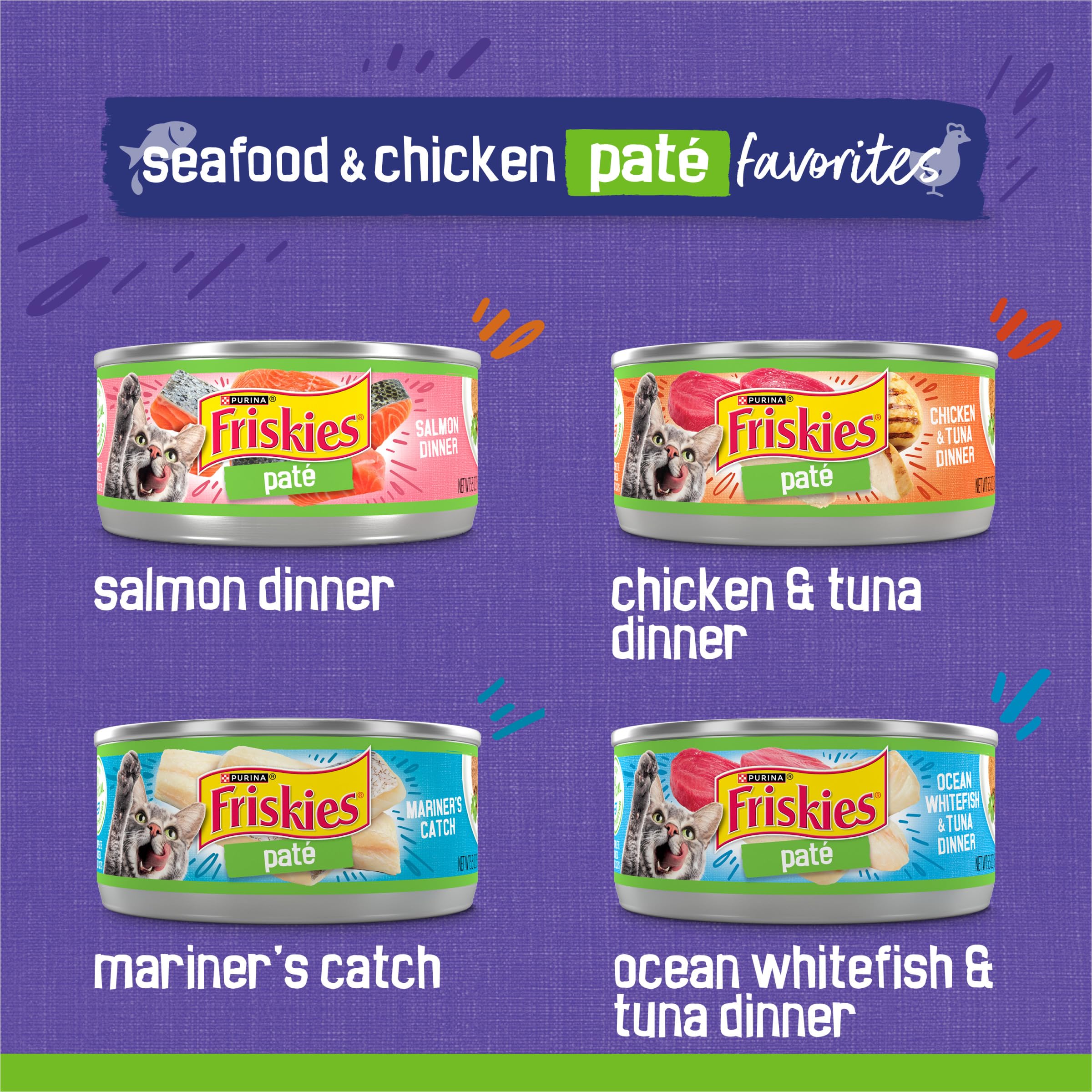 Friskies Pate Chicken Variety Can — protein-rich option for her dinner.