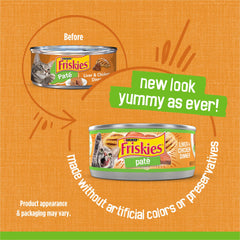 Close-up of Friskies pate texture, appealing to picky cats.