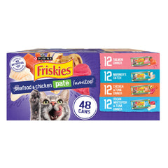 Friskies Pate Seafood Variety Can — inviting seafood flavors for daily meals.