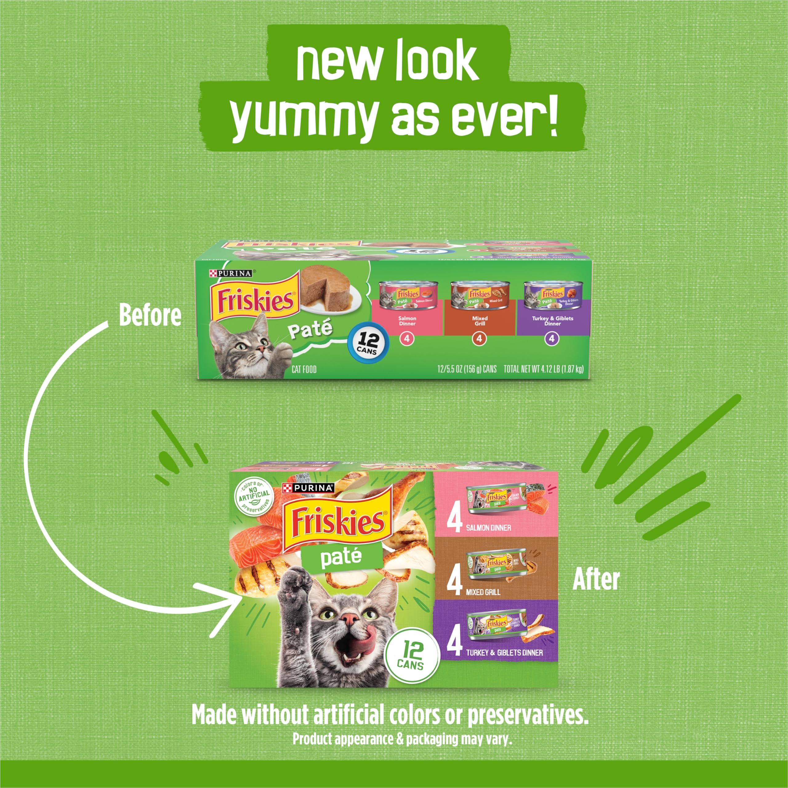 Purina Friskies Turkey & Giblets Dinner pate can for a balanced meal option.