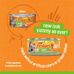 Friskies Poultry Platter pate texture close-up shows smooth, easy-to-chew bites.