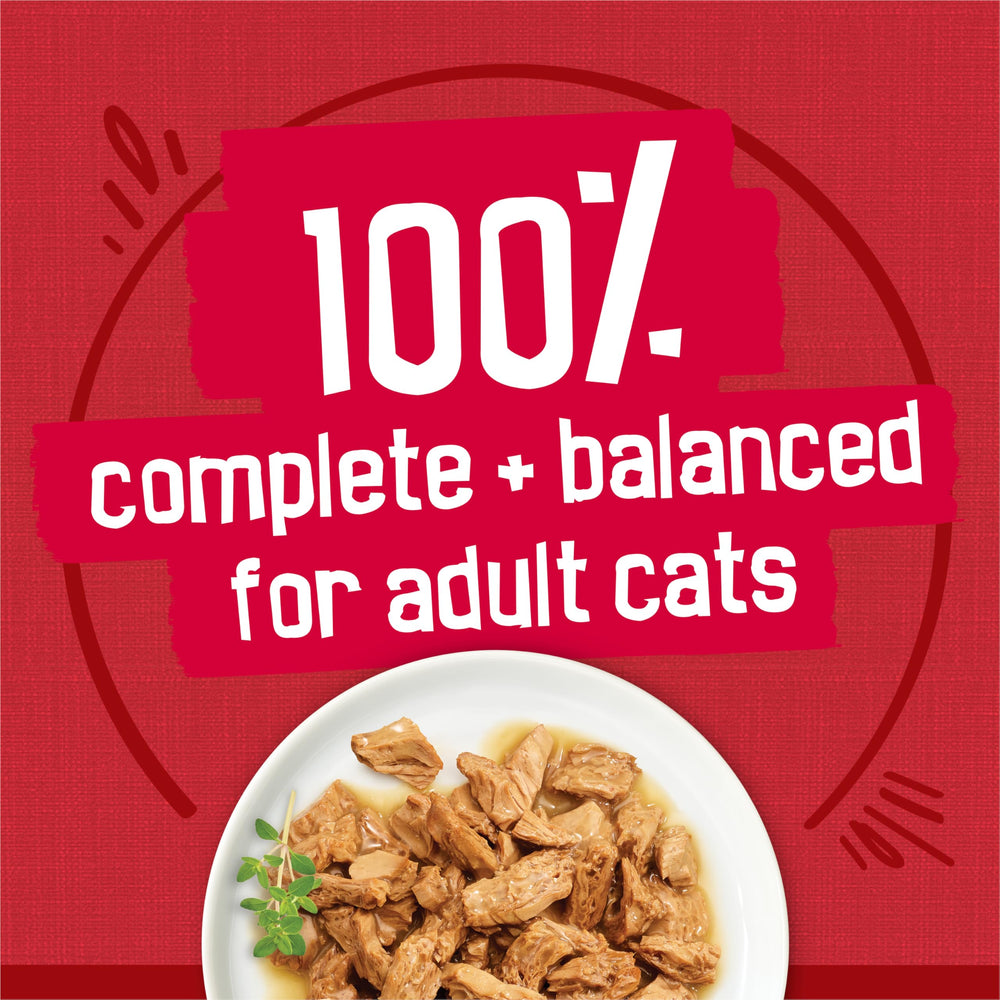 Friskies Prime Filets beef in gravy serving bowl ready to eat