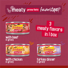 Purina Friskies Prime Filets turkey in gravy can provides variety and moisture.