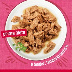 Friskies Prime Filets in recyclable cans for convenient feeding