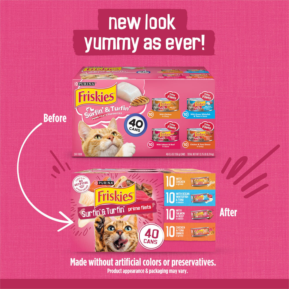 Friskies Prime Filets soft shredded chunks for satisfying bites