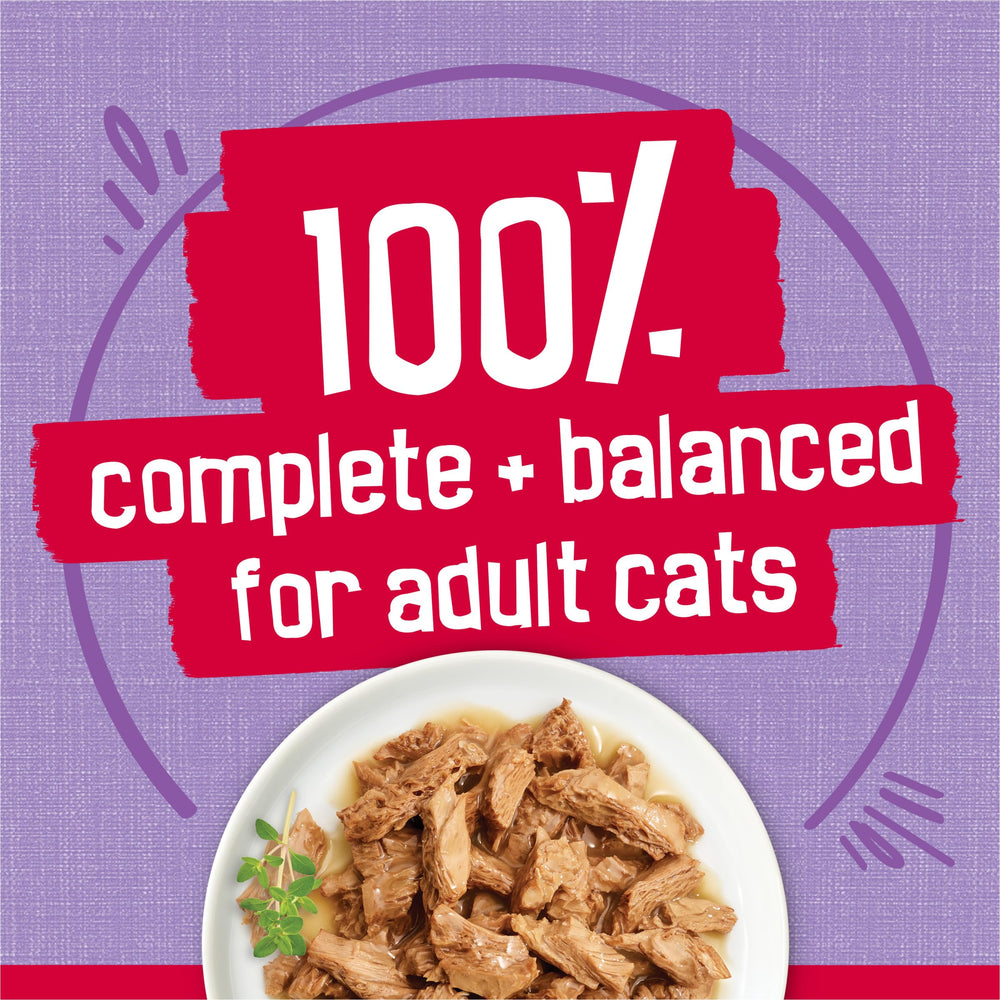 Nutrition label of Friskies Prime Filets Turkey Dinner highlighting balanced ingredients.