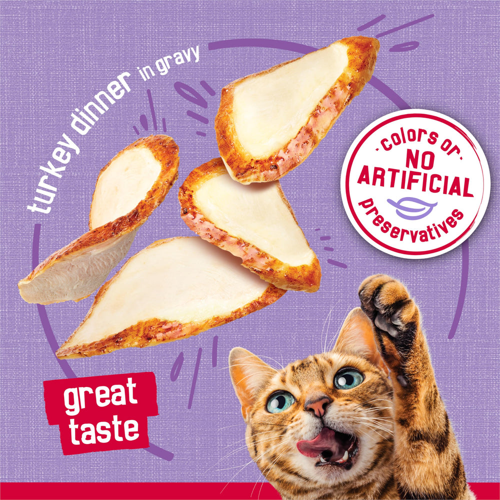 Boxed packaging of Friskies Prime Filets Turkey Dinner cans for daily feeding.