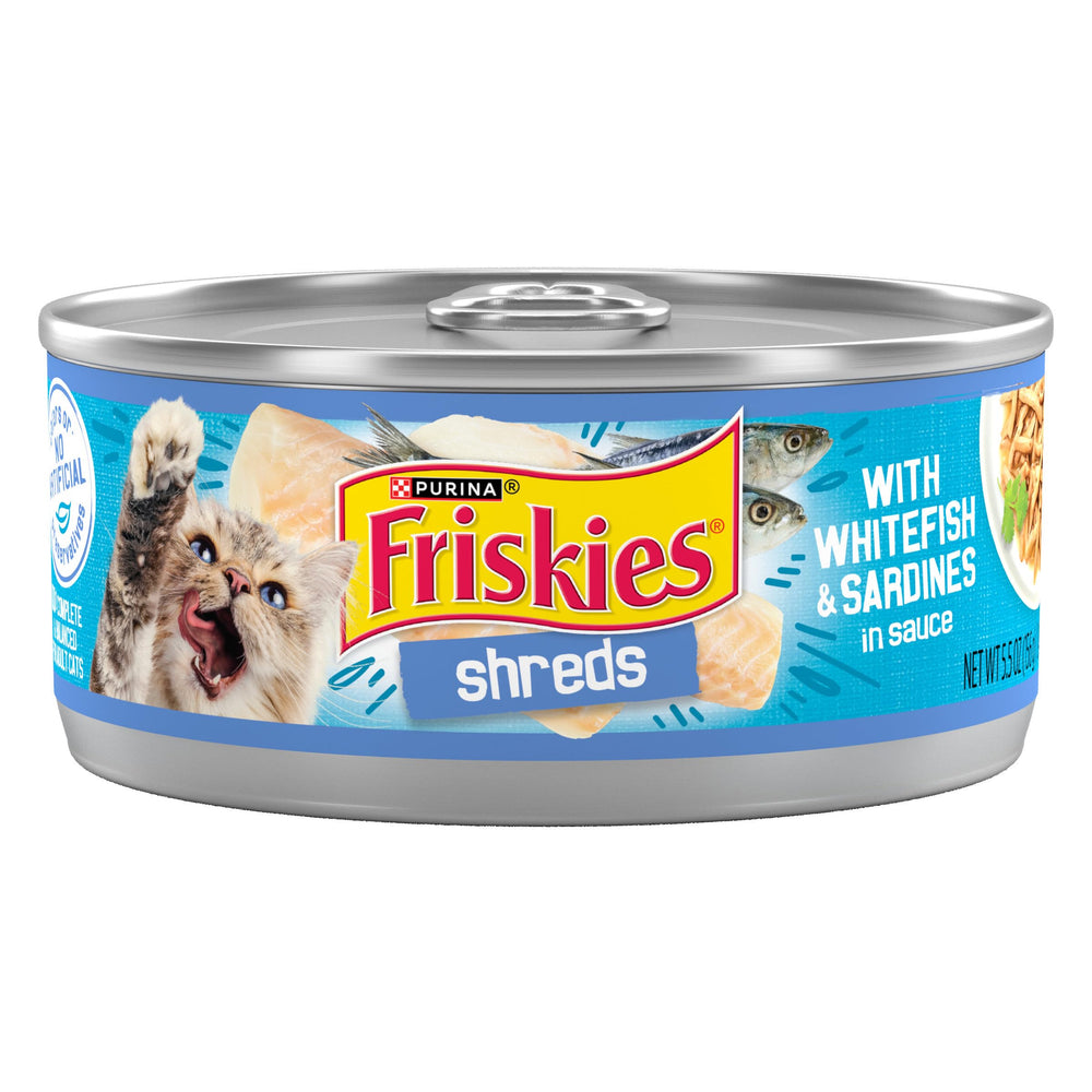 Friskies Purina shreds open-can aroma entices cats