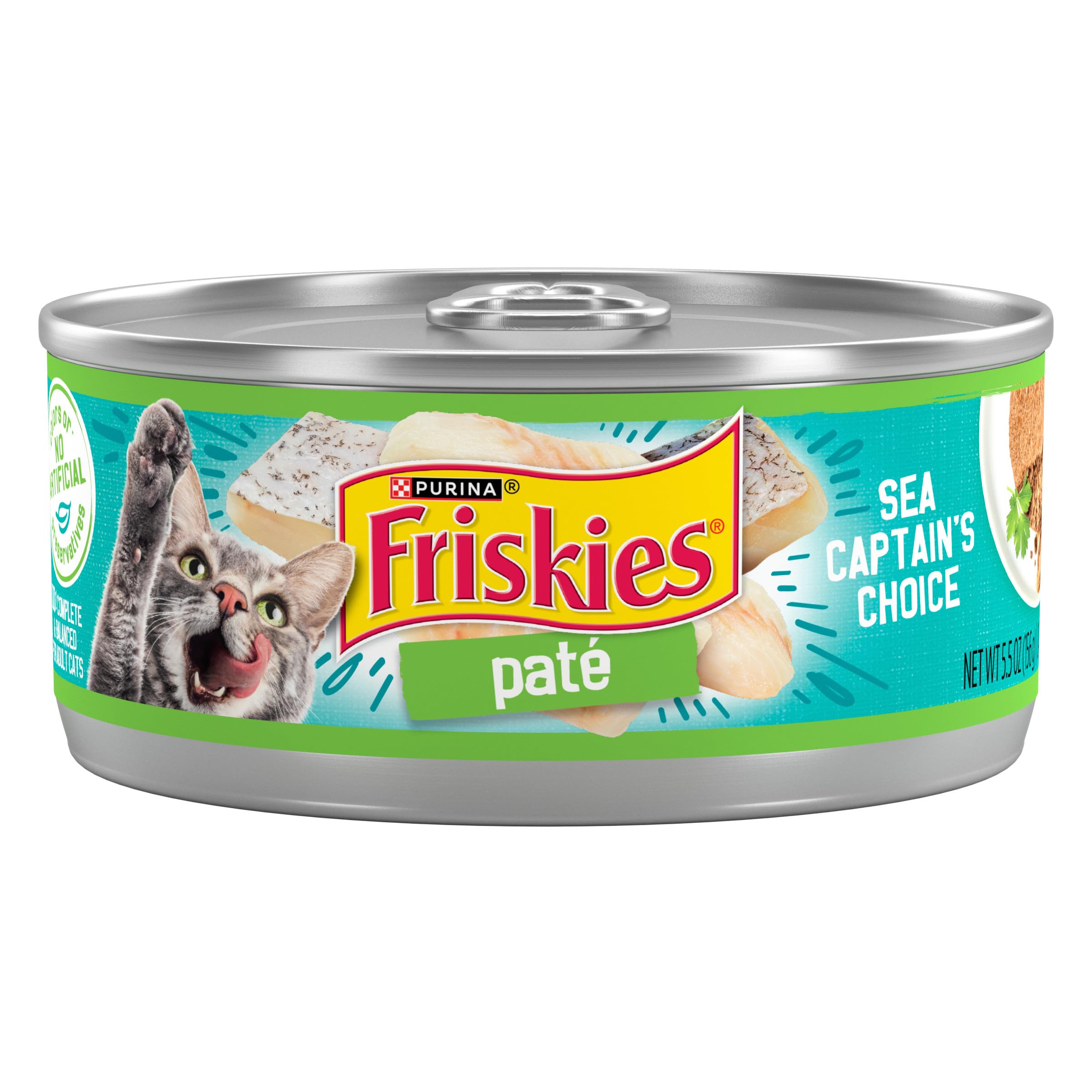 Purina Friskies Sea Captain's Choice pate can with rich aroma