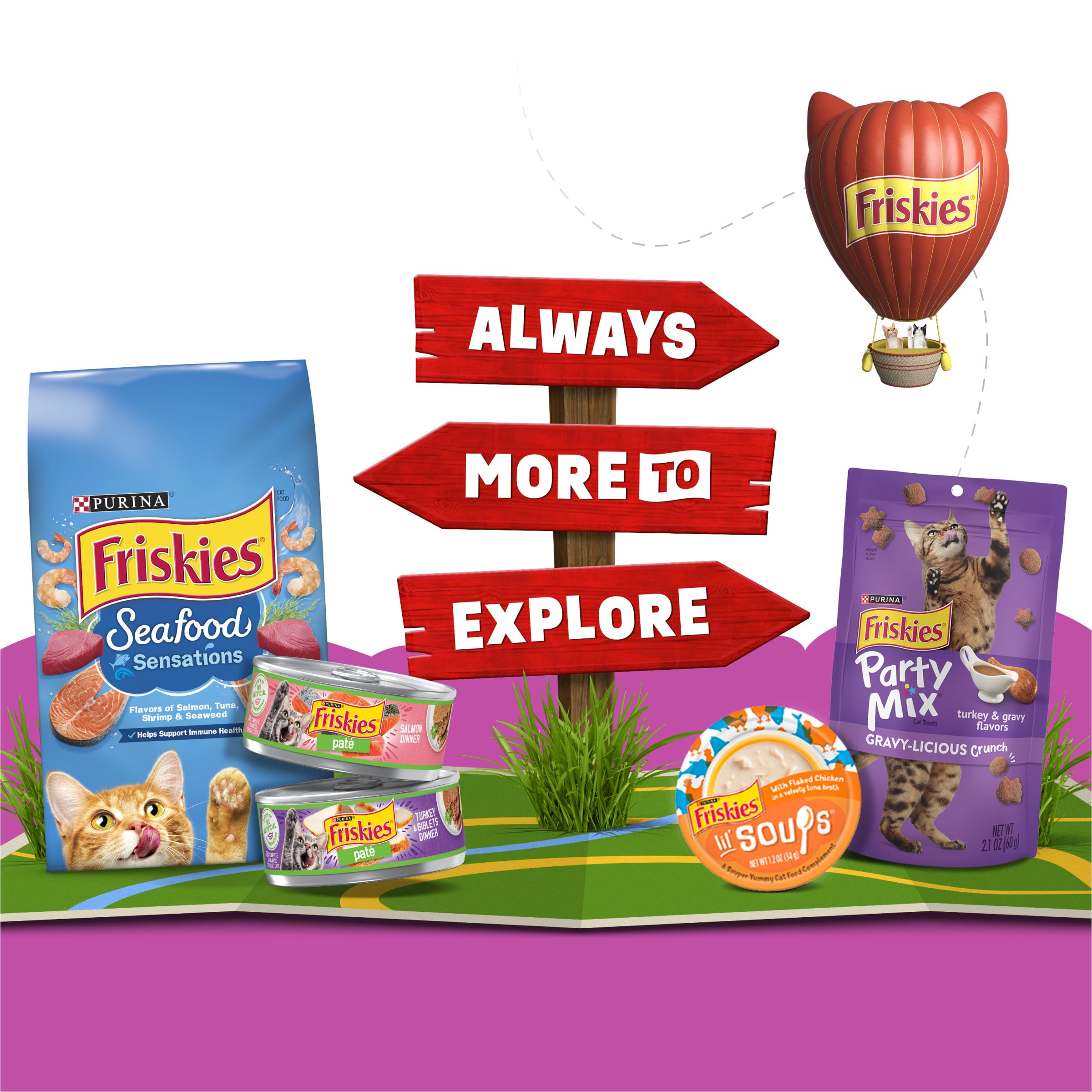 Friskies variety-pack box highlights assorted flavors for daily meals