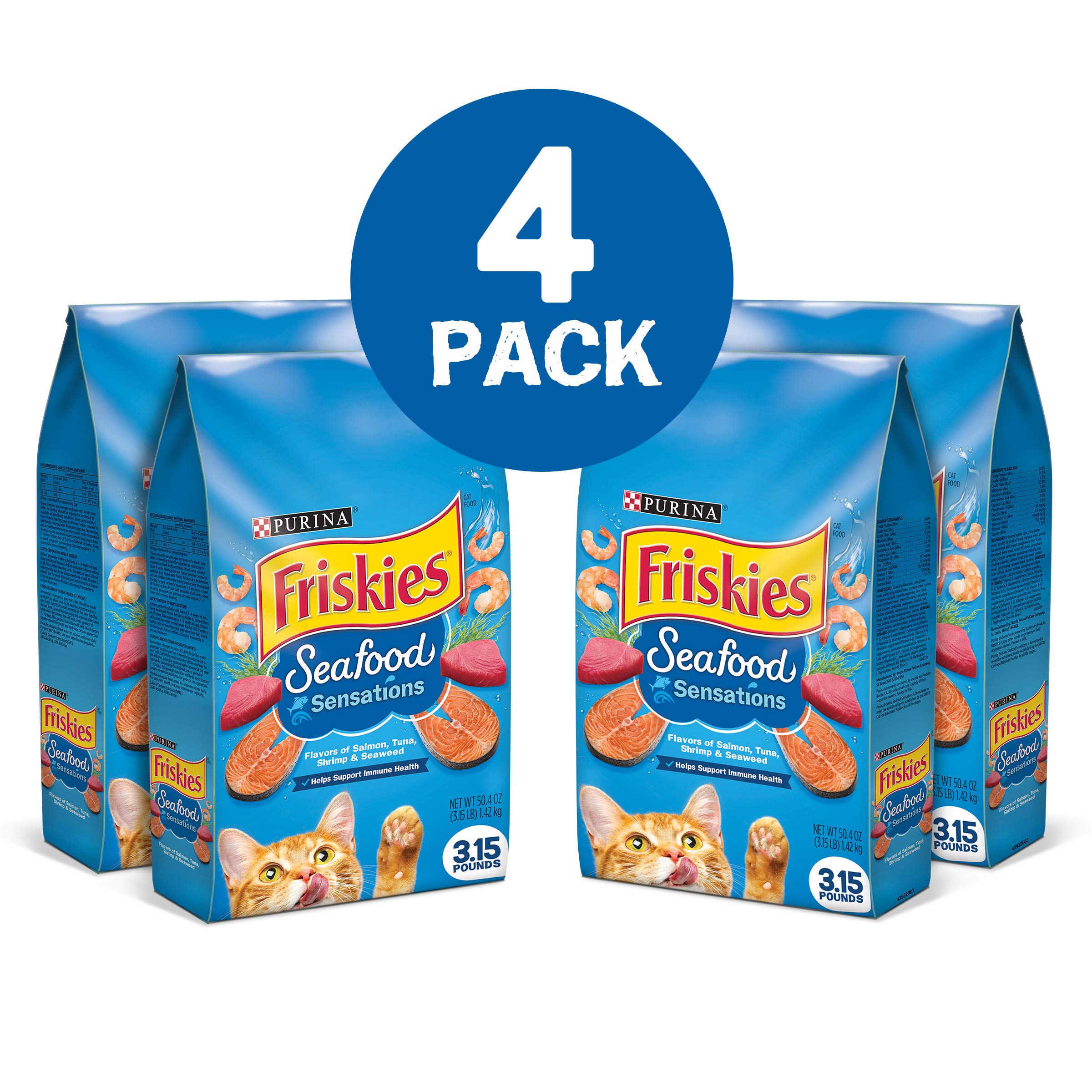 Seaweed balance in Friskies Seafood Sensations for flavor harmony.