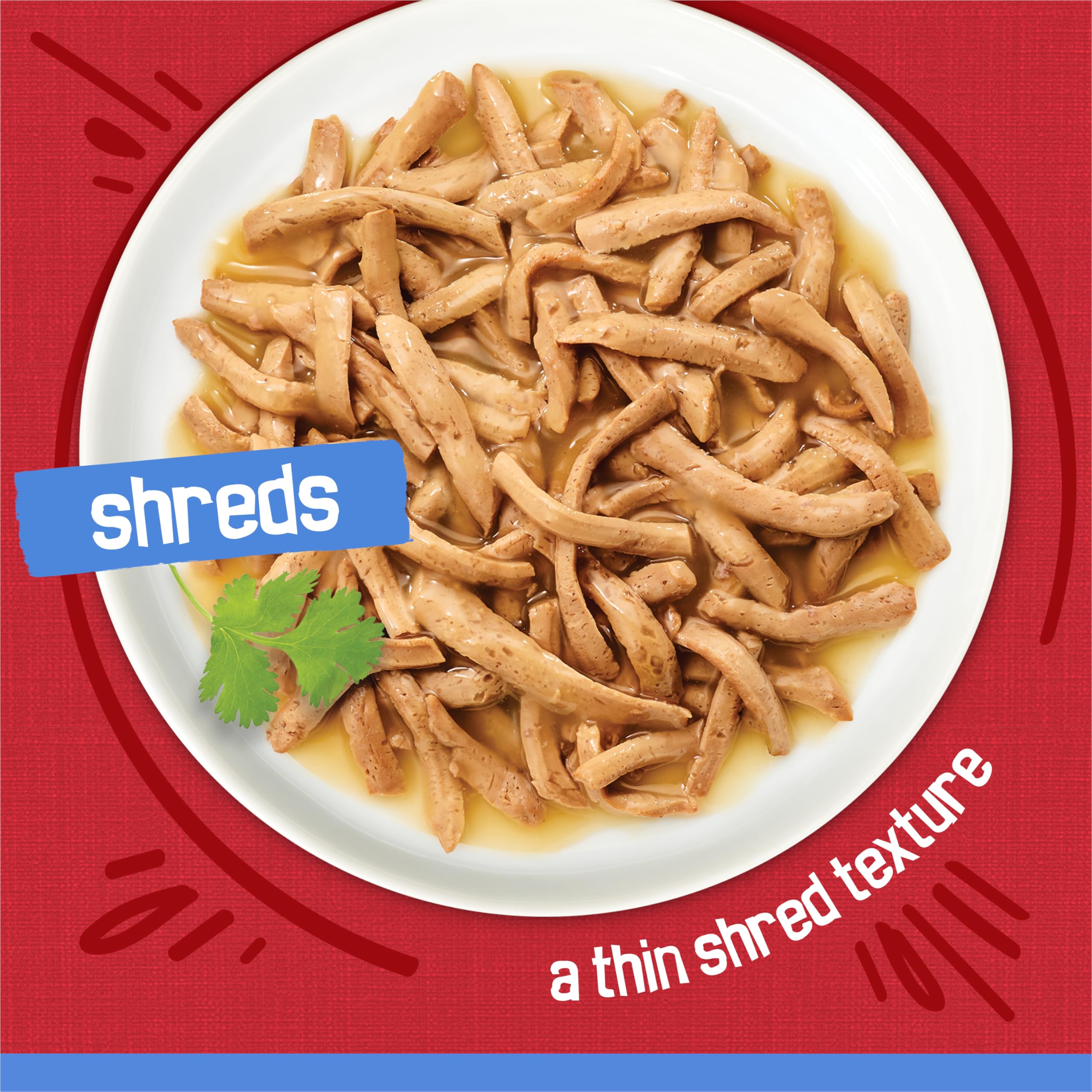 Friskies Shreds Beef in Gravy glossy gravy detail.