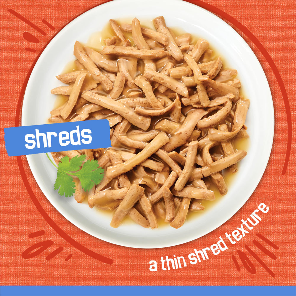 Friskies Shreds aroma rising from dish signals a tempting meal