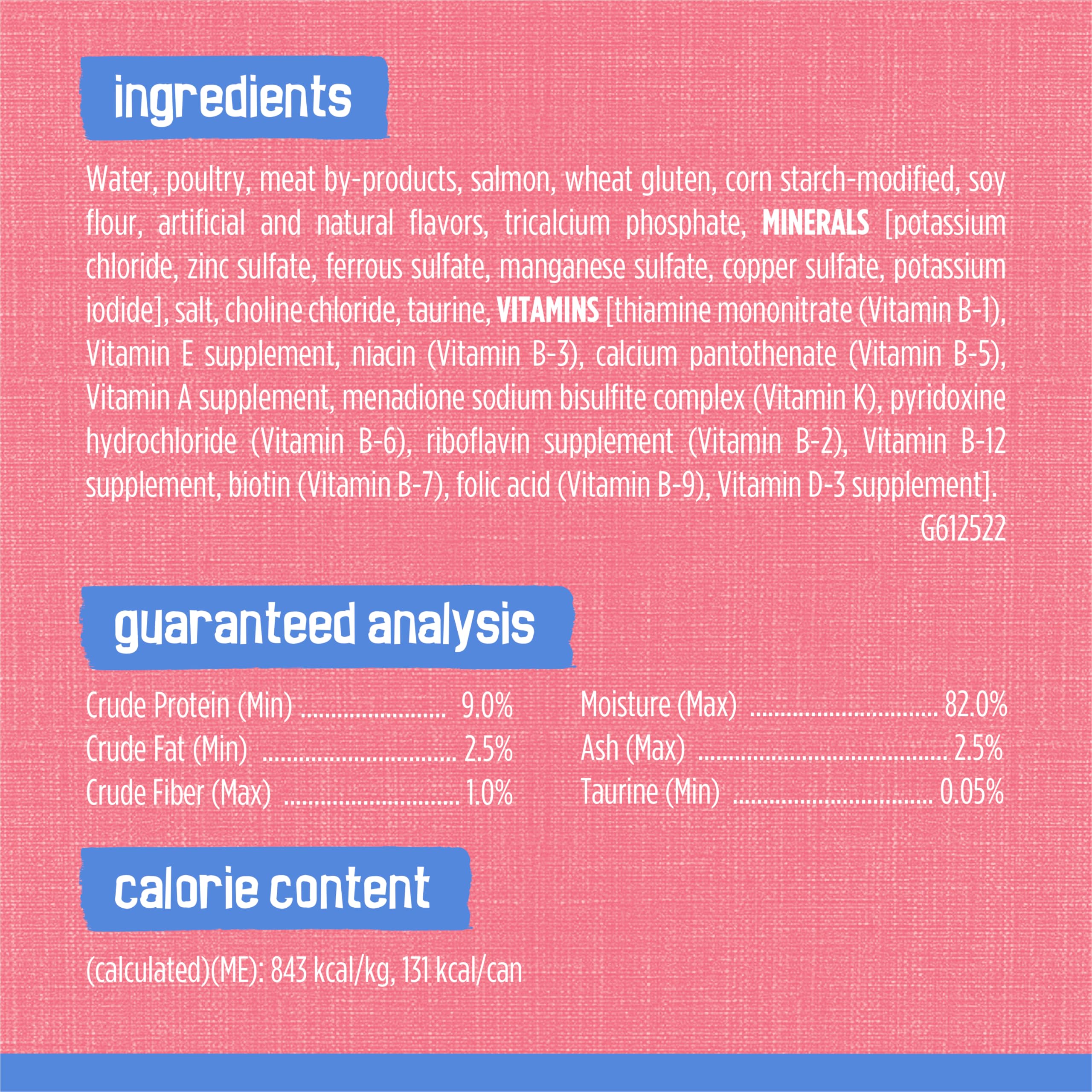 Friskies Shreds Salmon in Sauce can stack image conveys recyclable packaging.