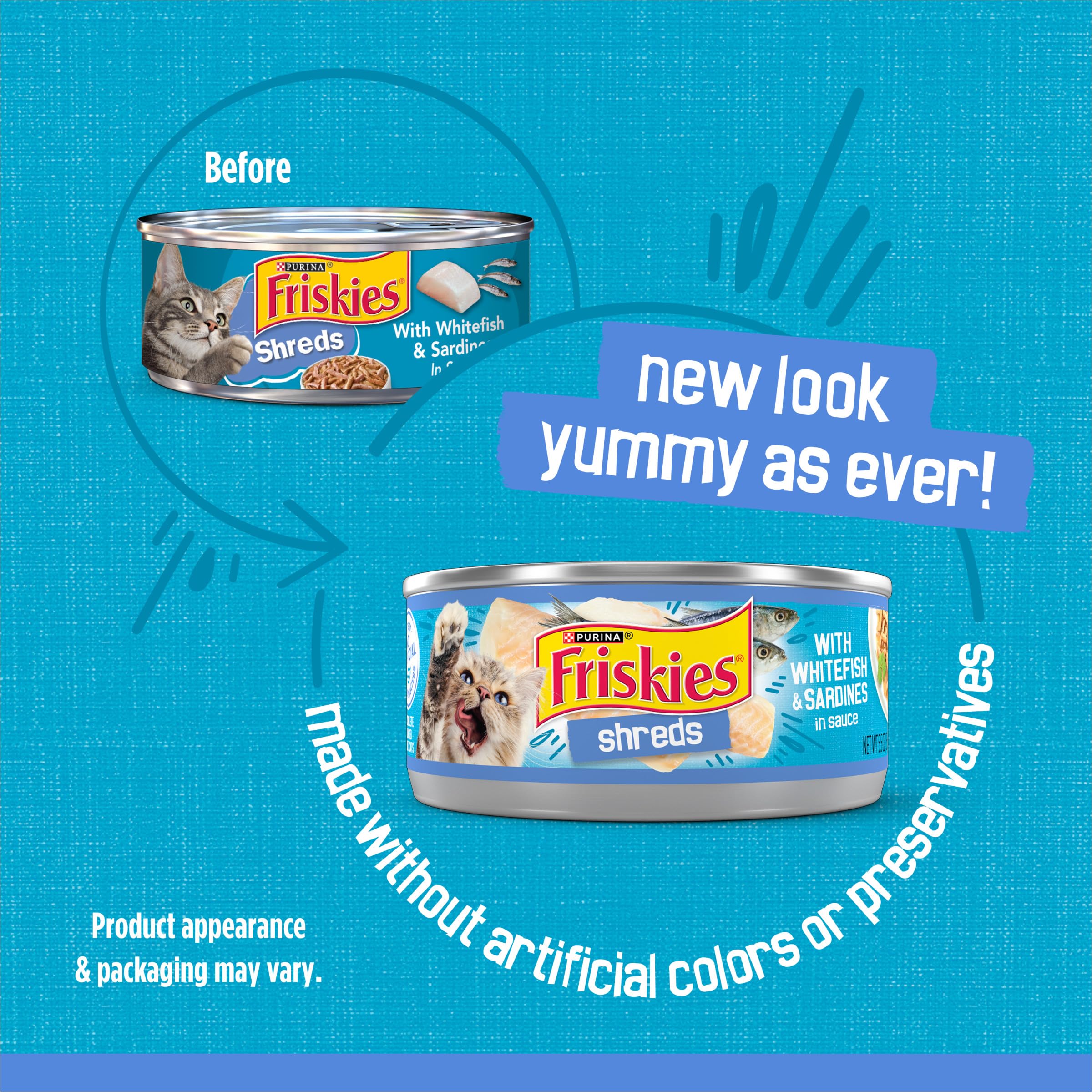 Friskies shreds texture close-up shows tender bites
