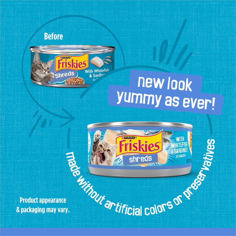Friskies shreds texture close-up shows tender bites