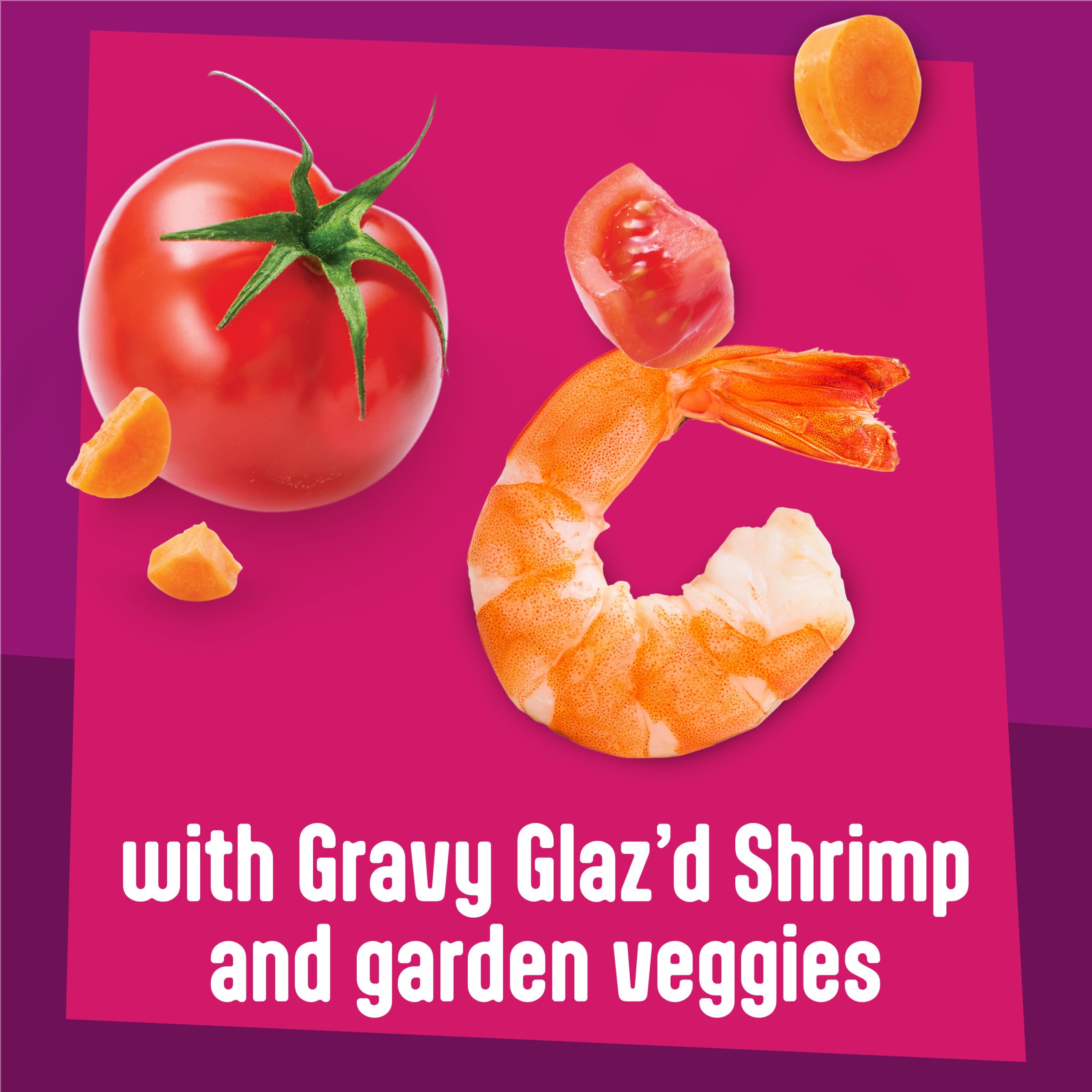 Friskies shrimp bites close-up emphasizing protein-rich recipe for adult cats