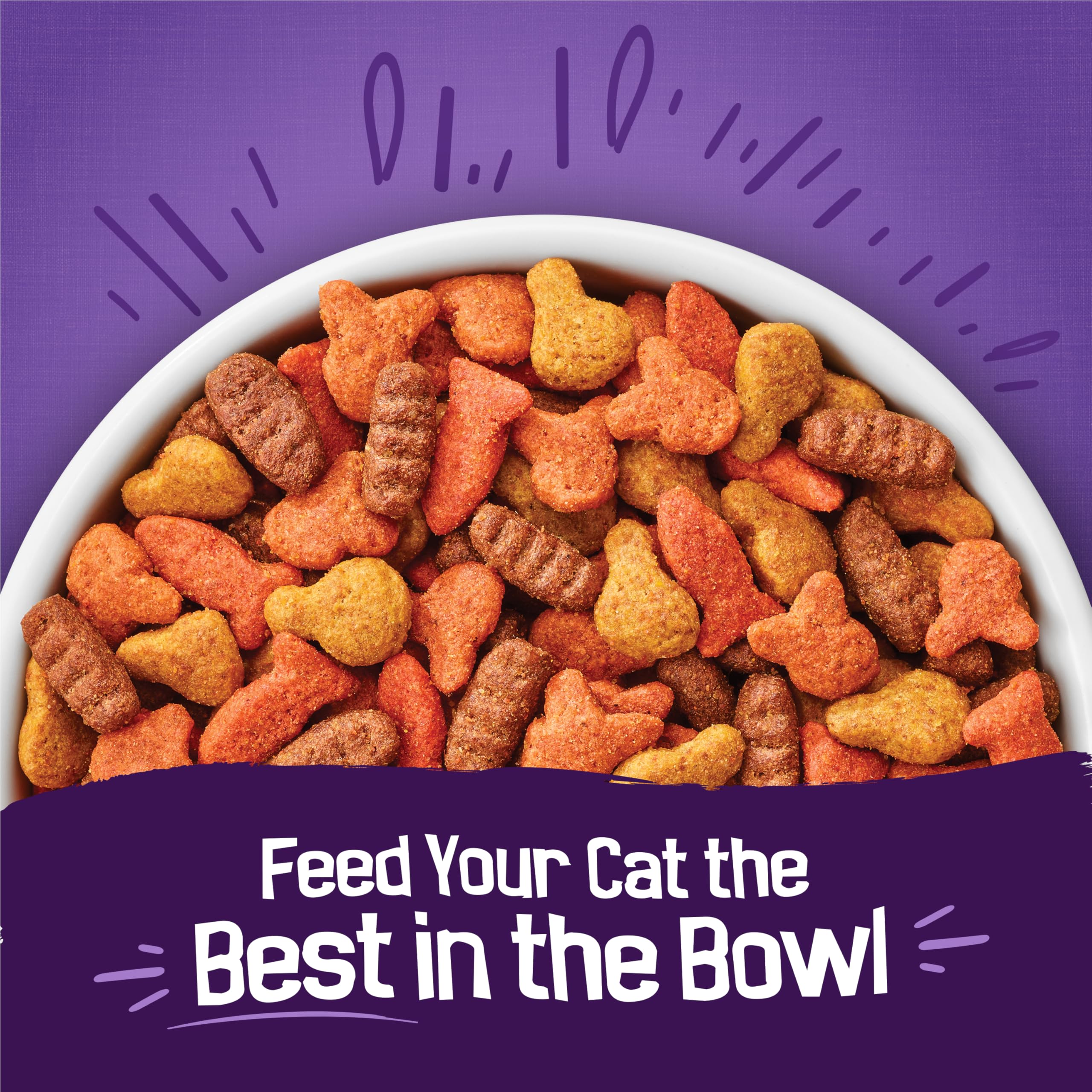 Friskies Surfin' Turfin' Favorites salmon bites with omega-rich flavor for balance.