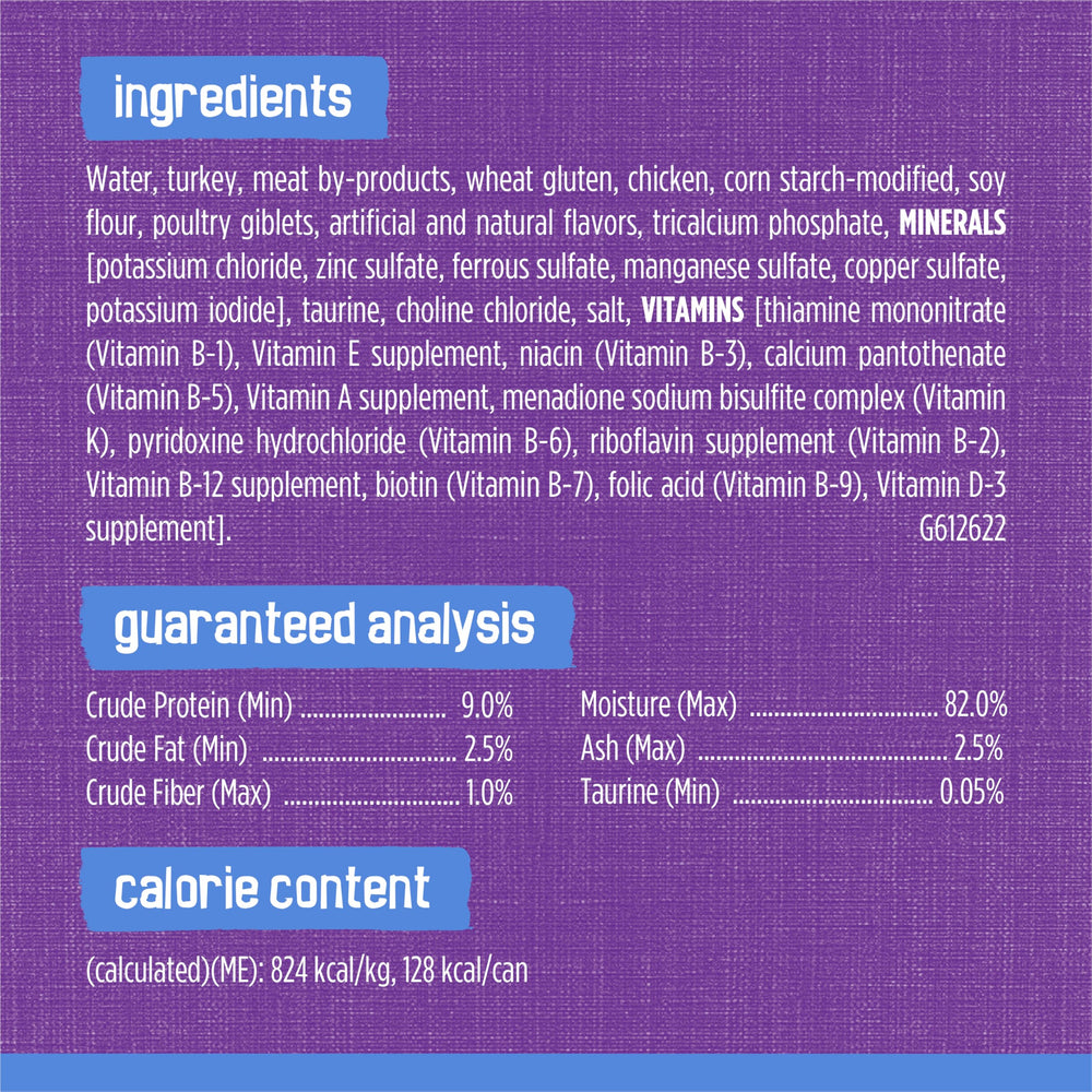Friskies Shreds cans with tab-top opening for easy serving.