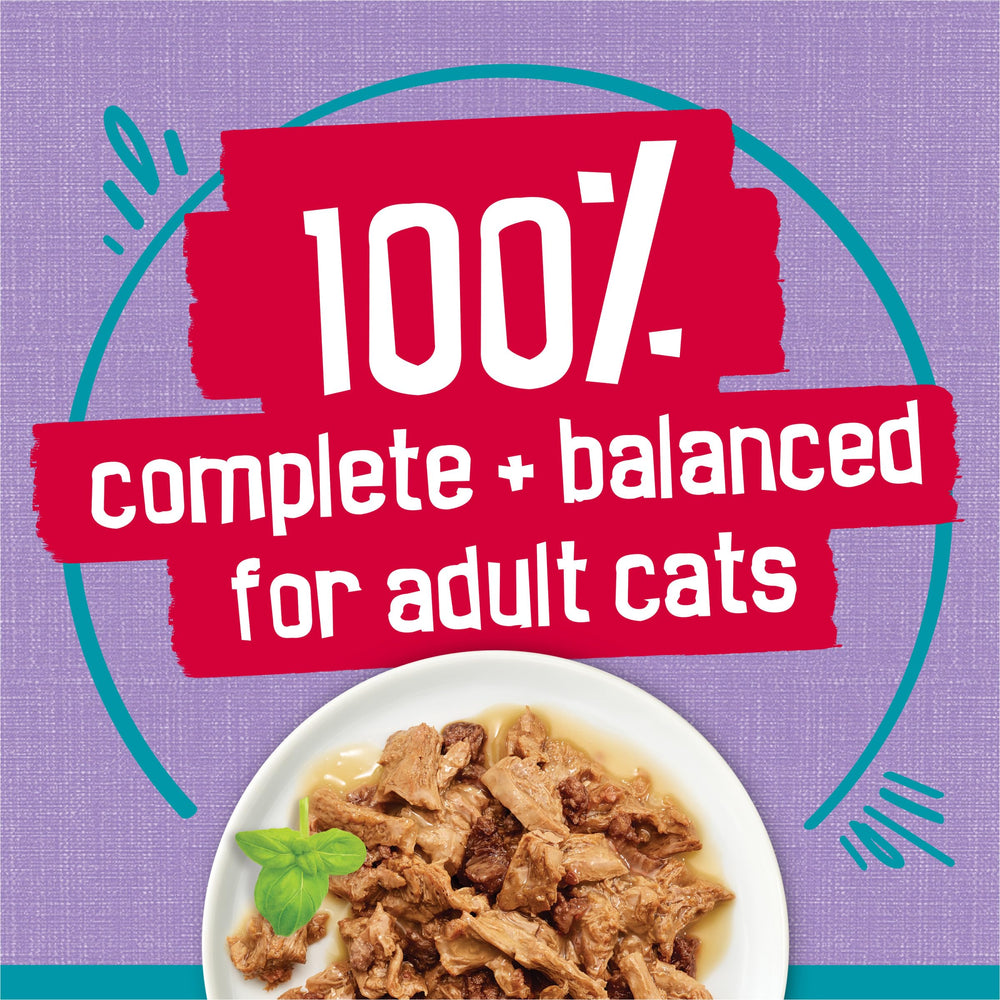 No artificial colors or preservatives in Friskies Tasty Treasures recipe.