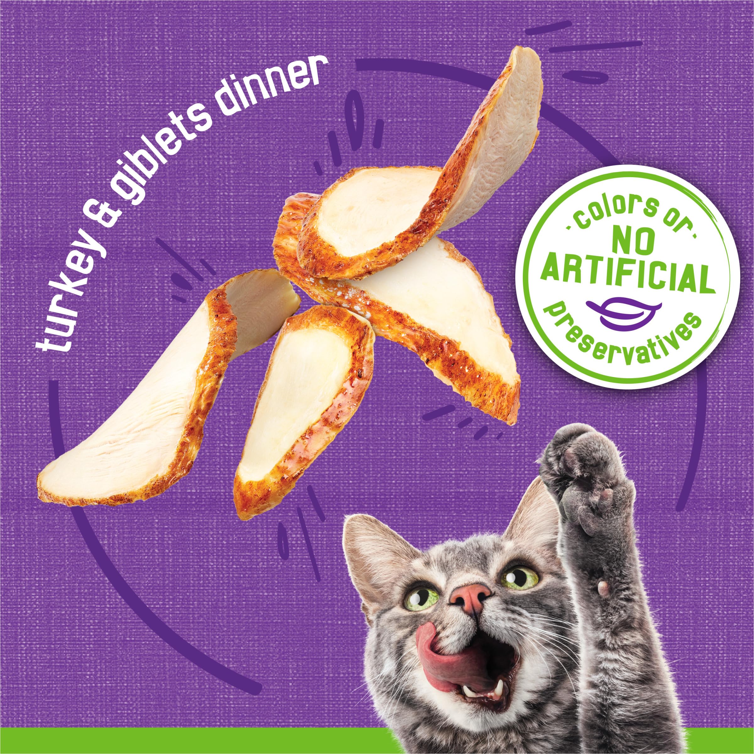 Friskies turkey giblets pate texture close-up shows appealing smoothness for kittens