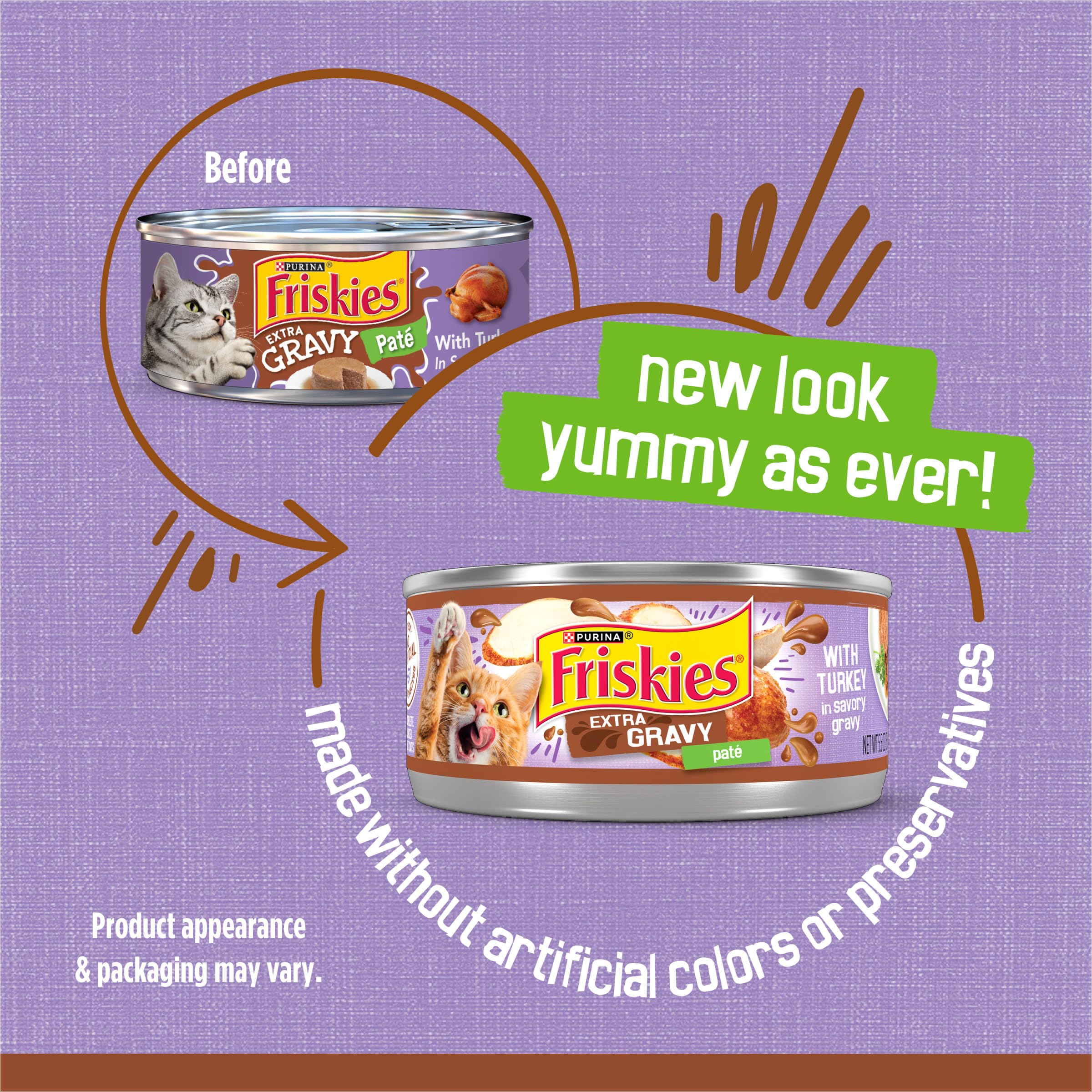 Friskies turkey in savory gravy pate closeup showing lickable texture