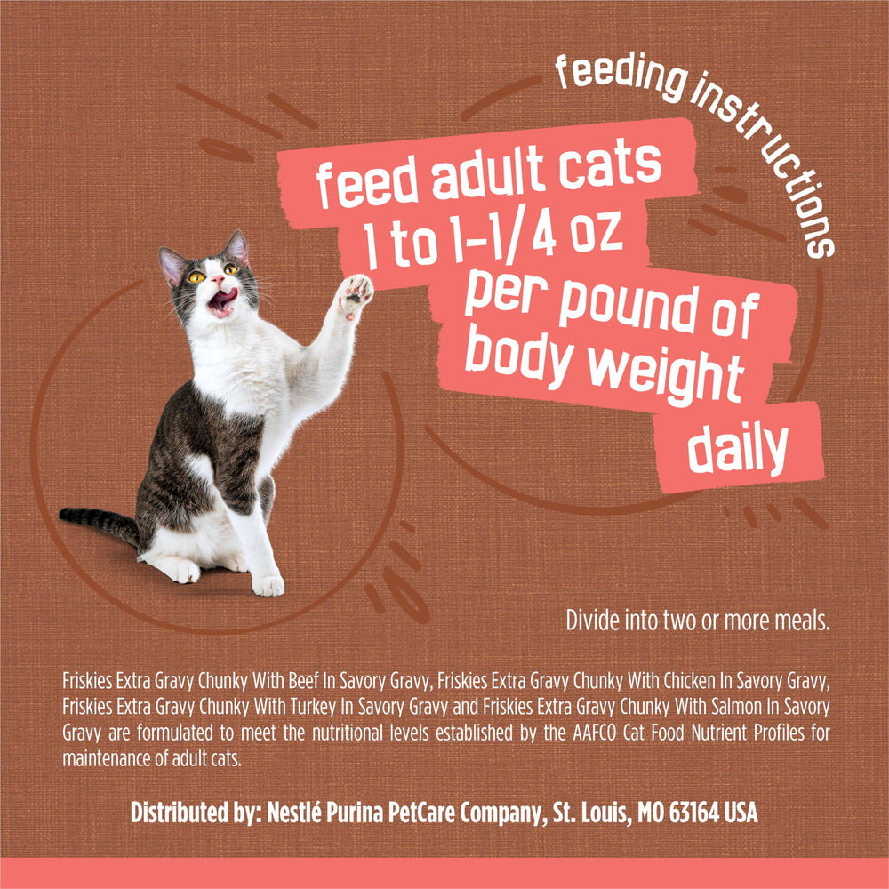 Friskies US-made packaging highlight quality and care in production.