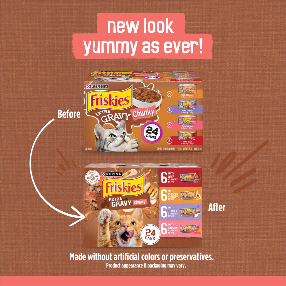 Friskies variety pack 24 cans, convenient multi-meal options for variety-loving cats.
