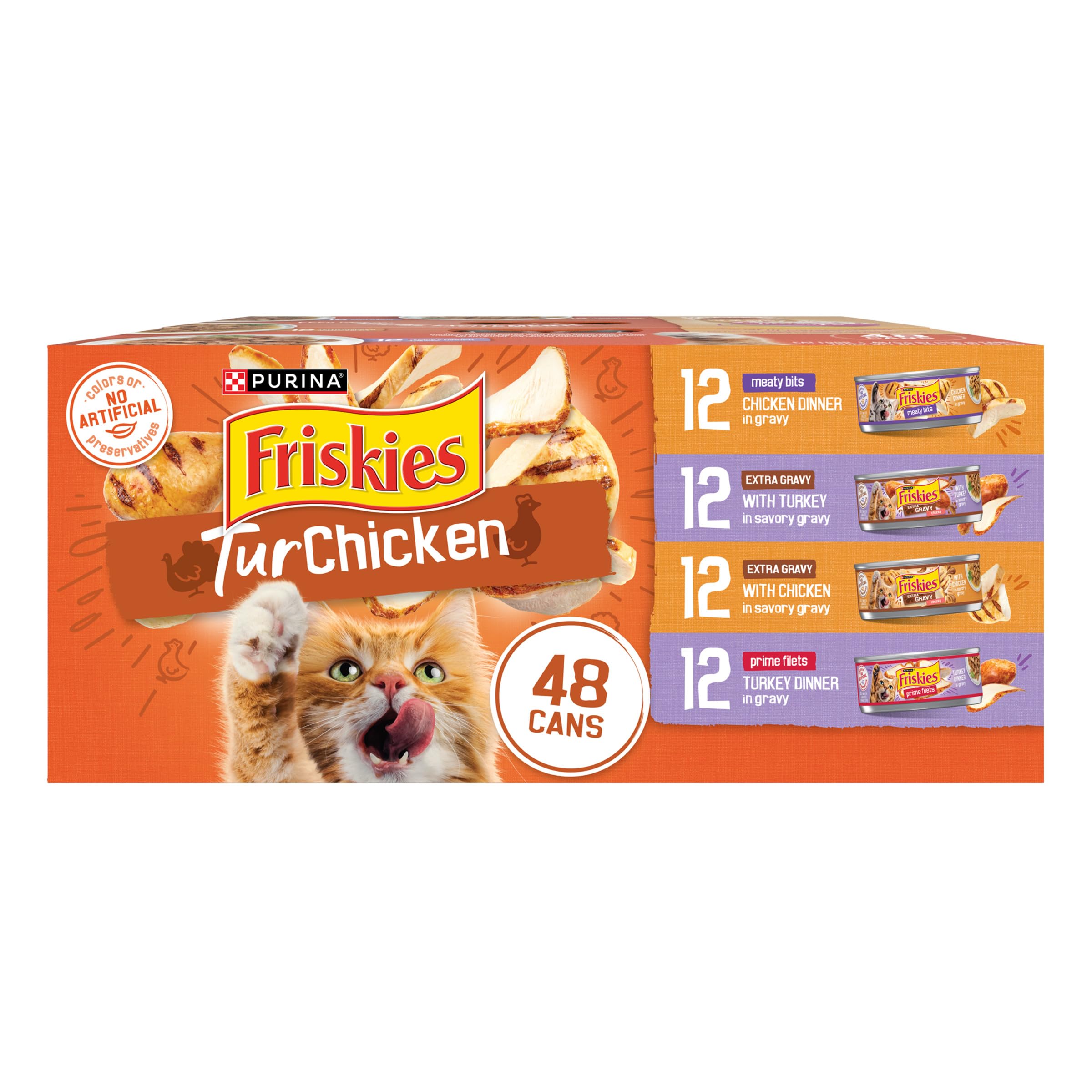 Friskies TurChicken variety pack can, convenient pull-tab for quick meals