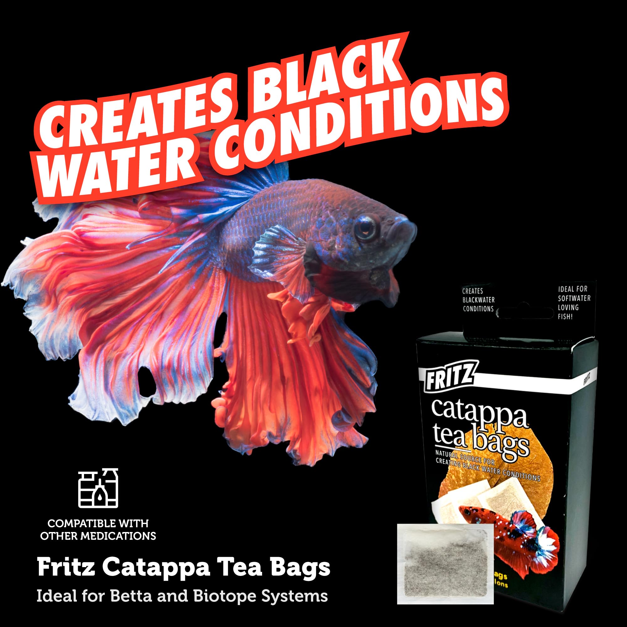 Fritz Aquatics Betta Botanicals used in small filters for mess-free tannin release