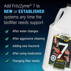 FritzZyme 7 bottle in aquarium scene for freshwater use.