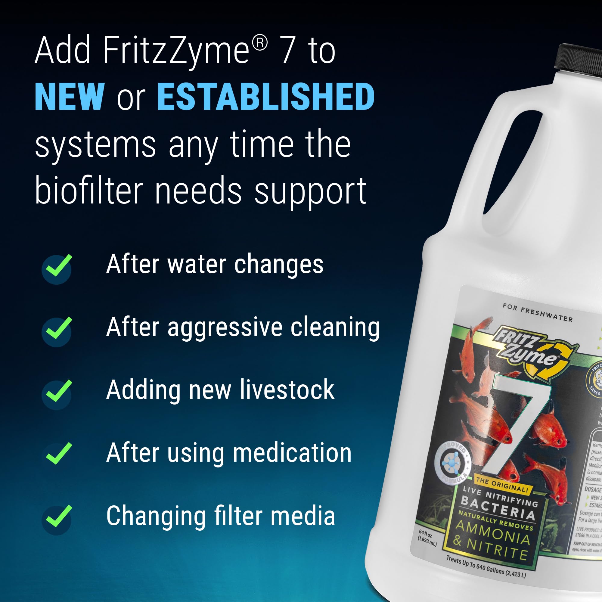 FritzZyme 7 culture close-up emphasizes viable microbes for stable biofiltration.